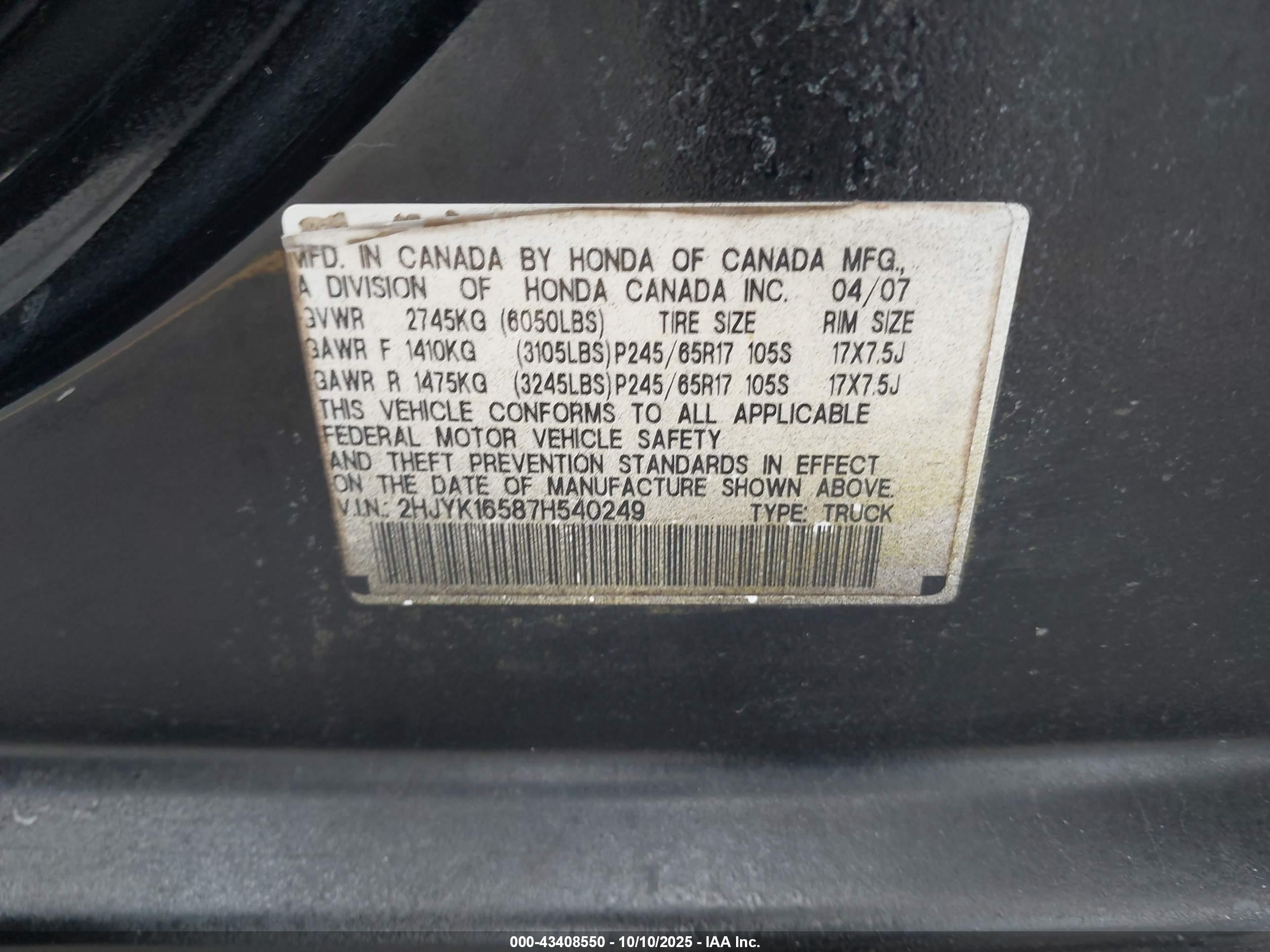 HONDA RIDGELINE image 9