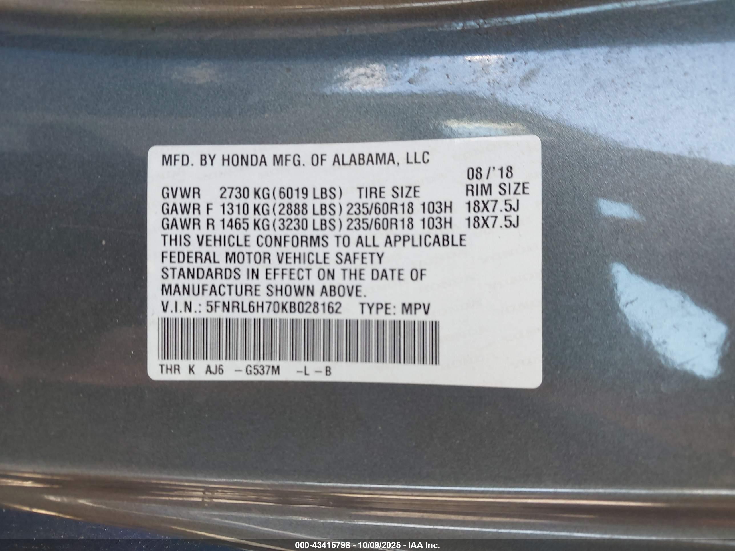 HONDA ODYSSEY image 9