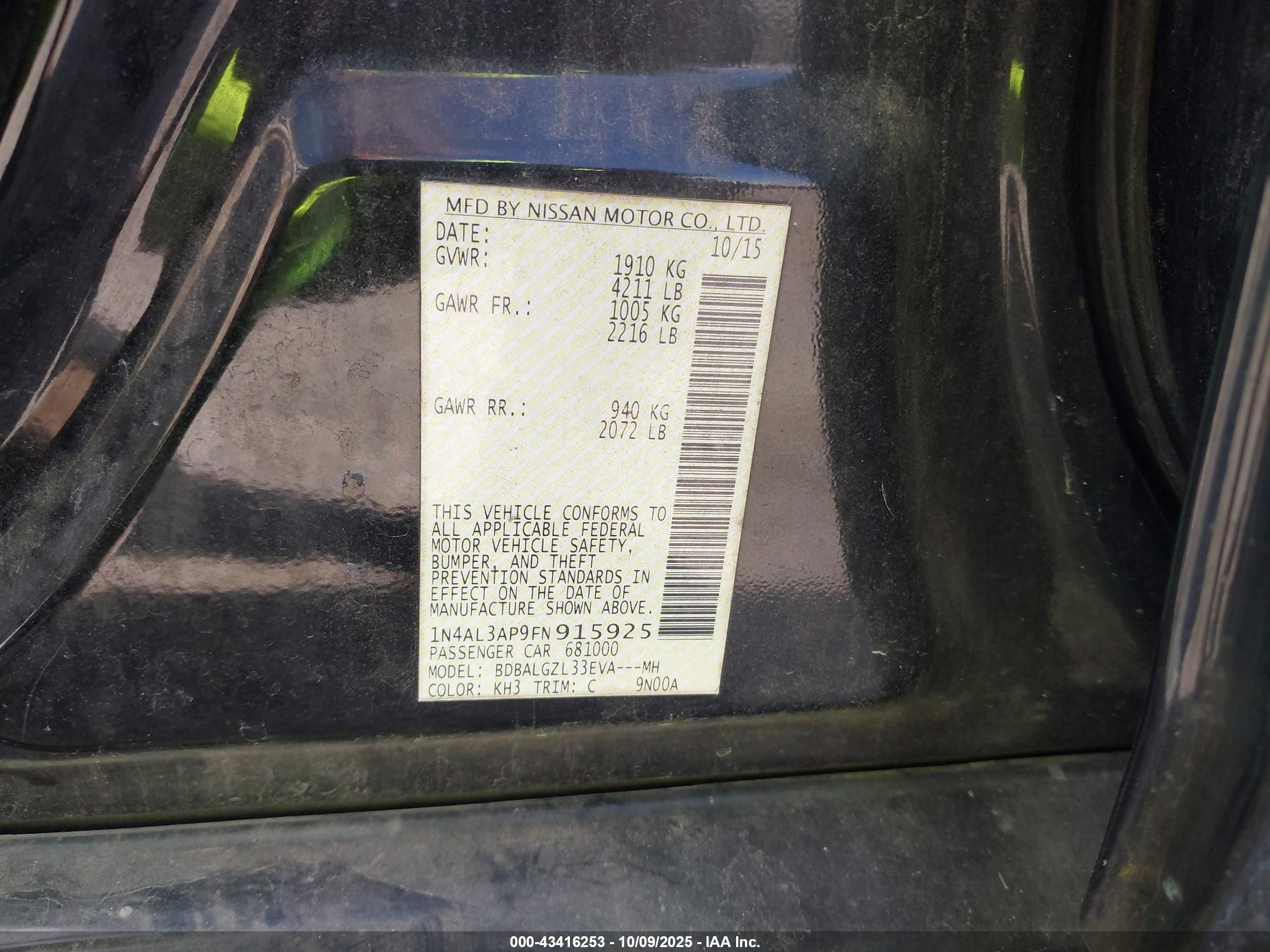 NISSAN ALTIMA image 9