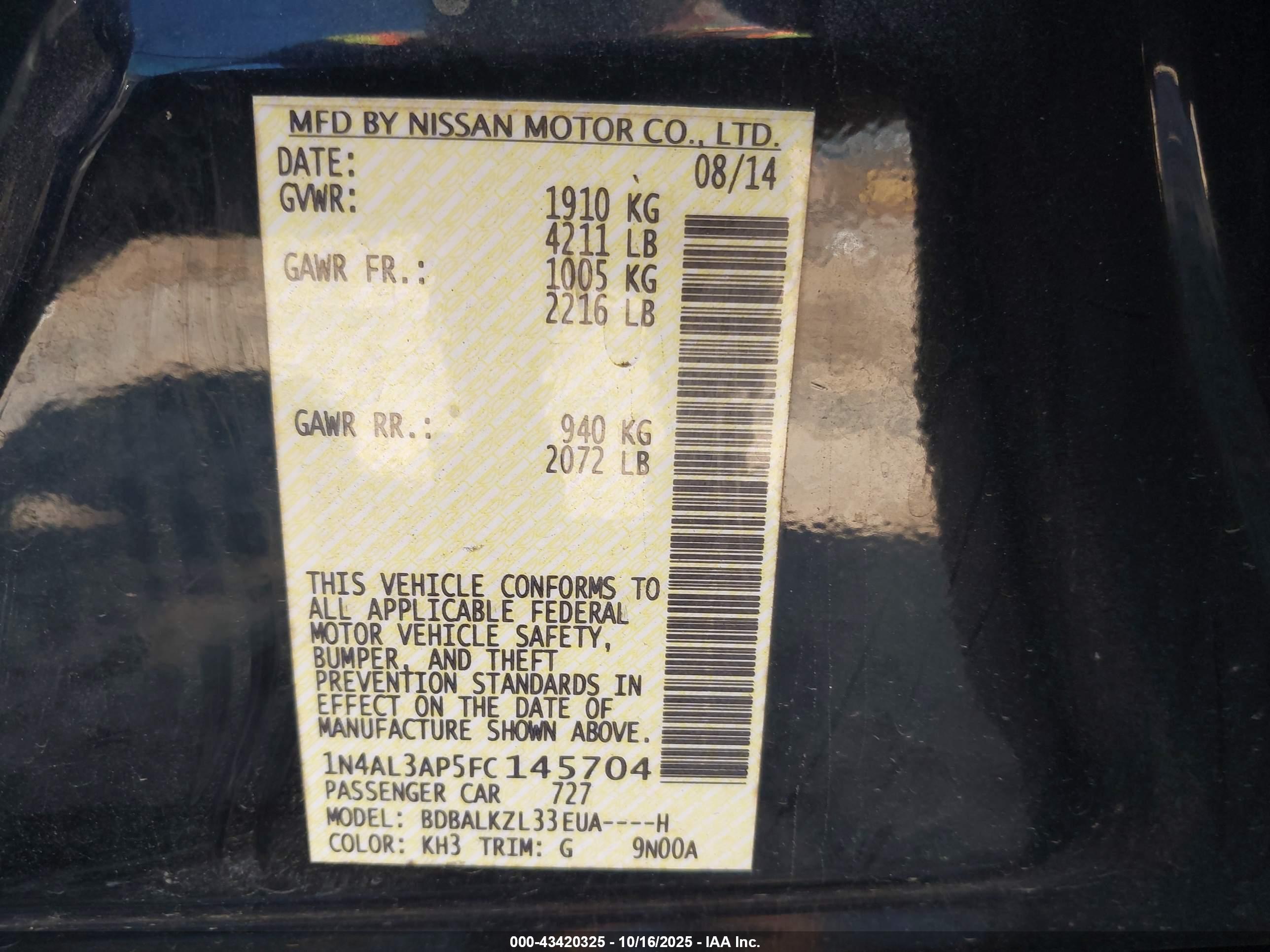 NISSAN ALTIMA image 9