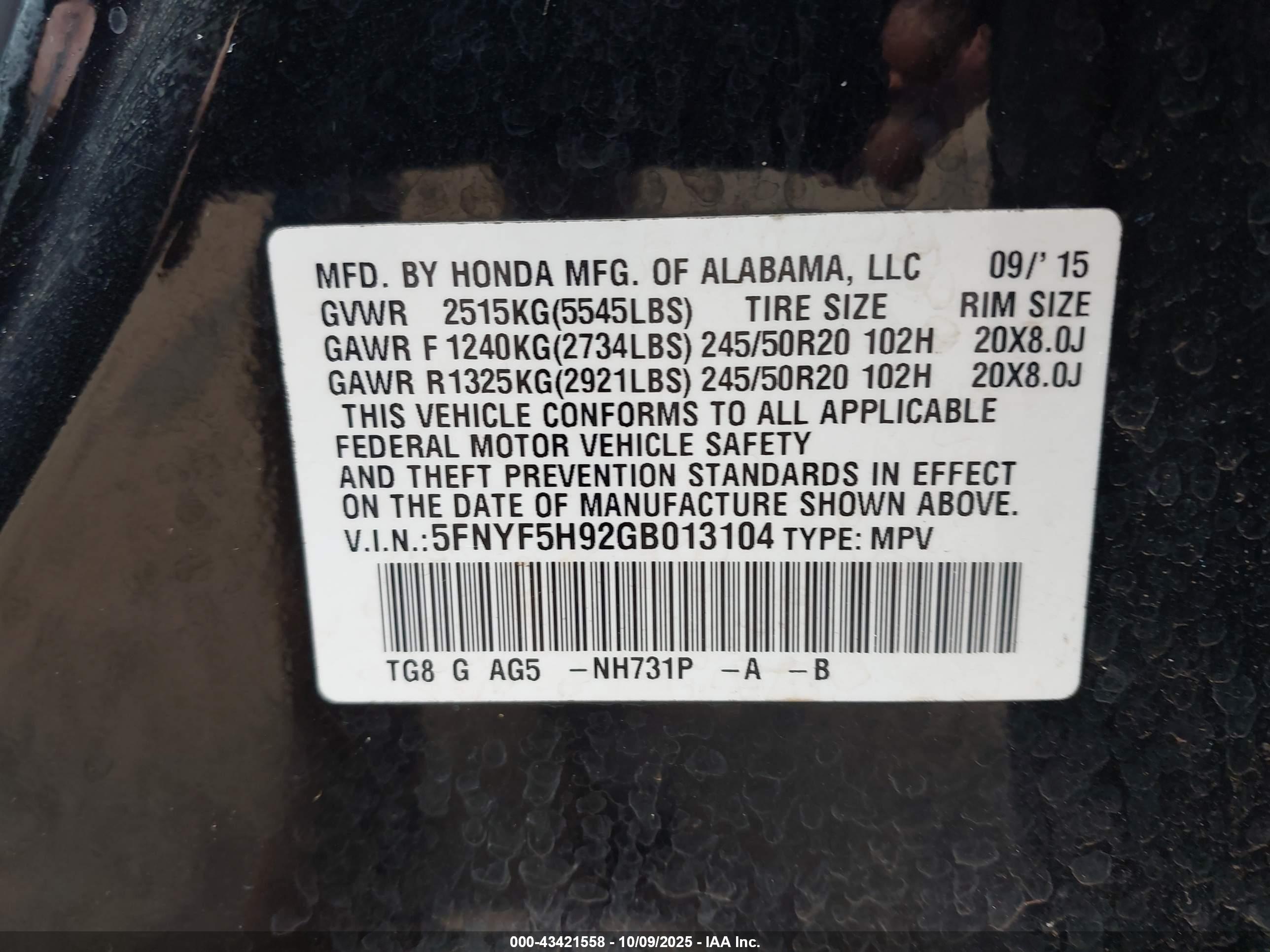 HONDA PILOT image 9