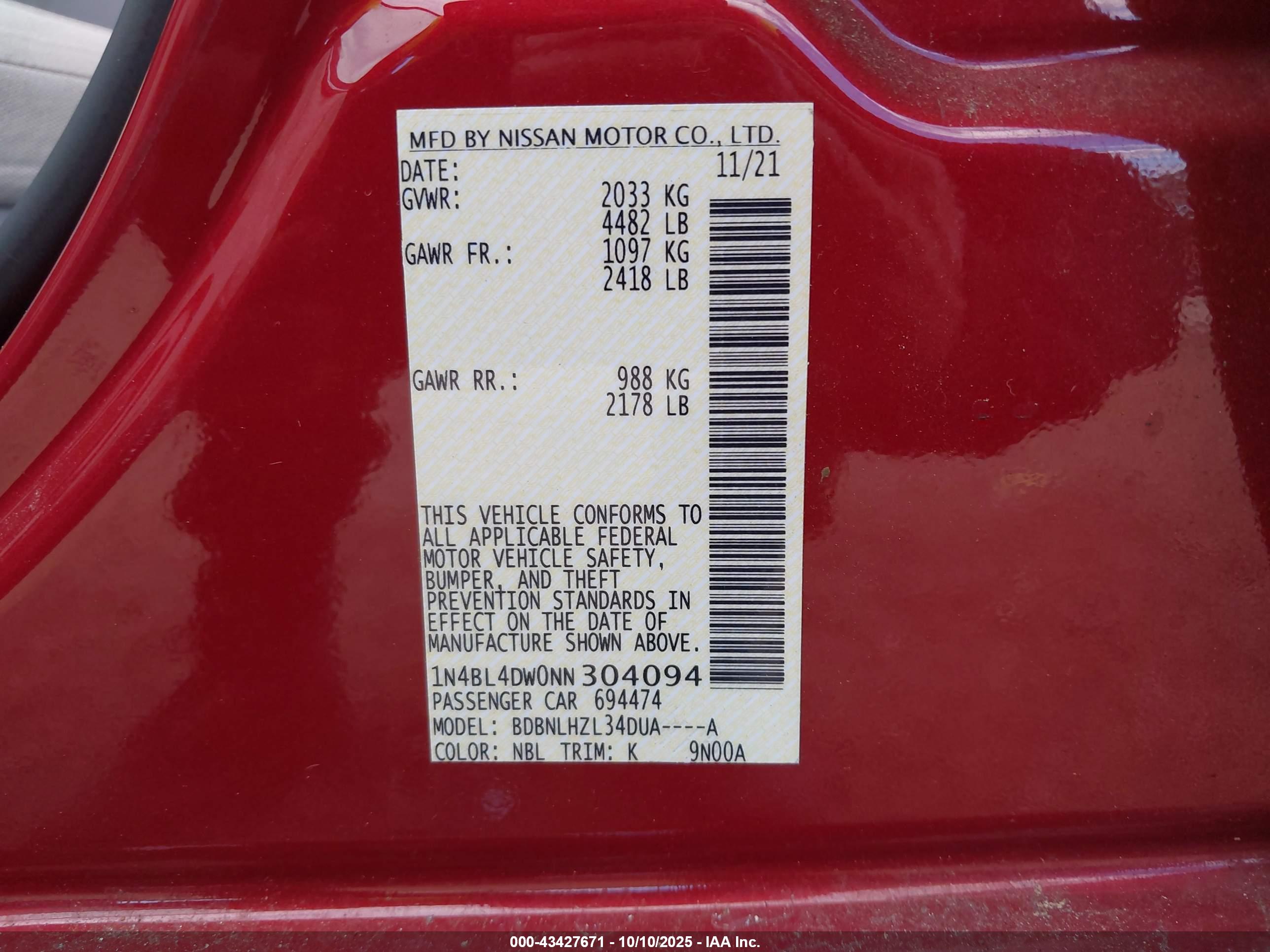 NISSAN ALTIMA image 9