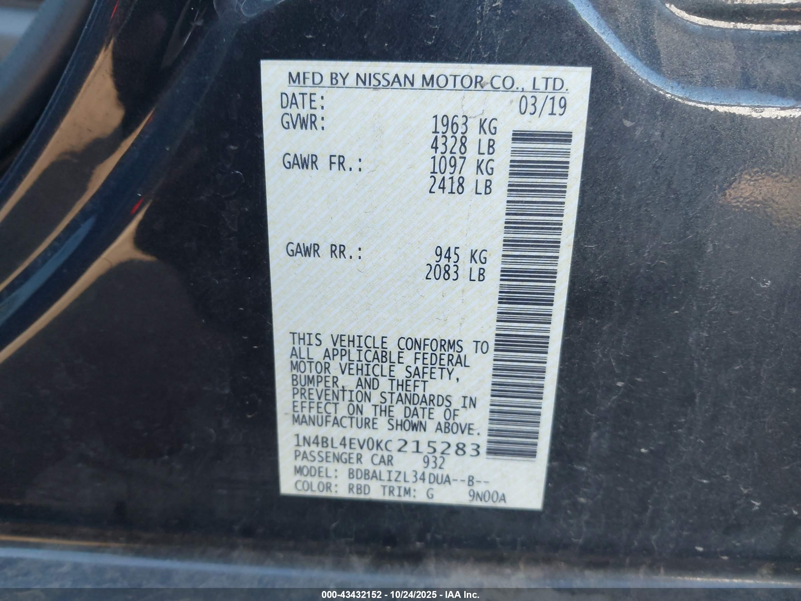 NISSAN ALTIMA image 9