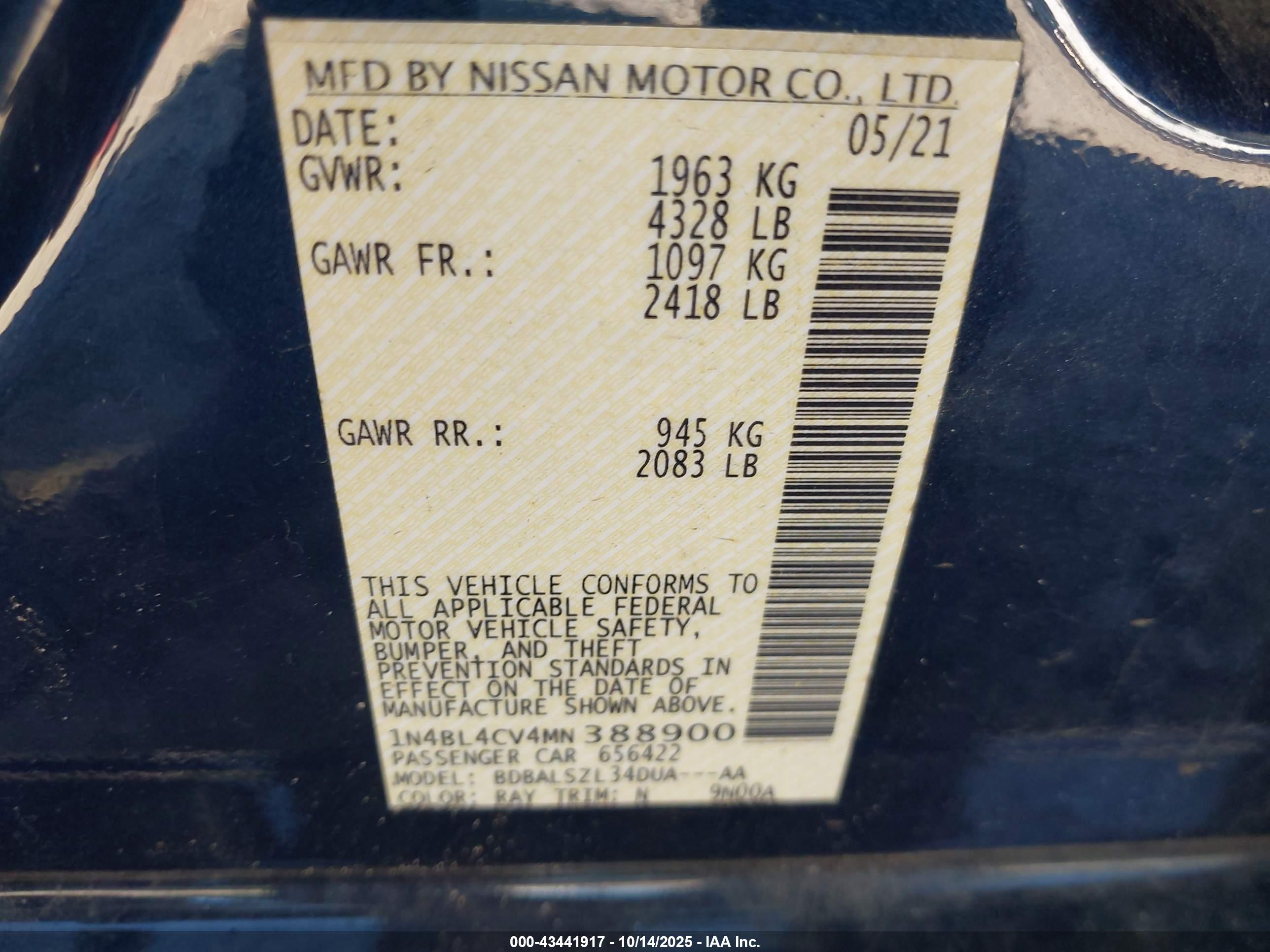 NISSAN ALTIMA image 9