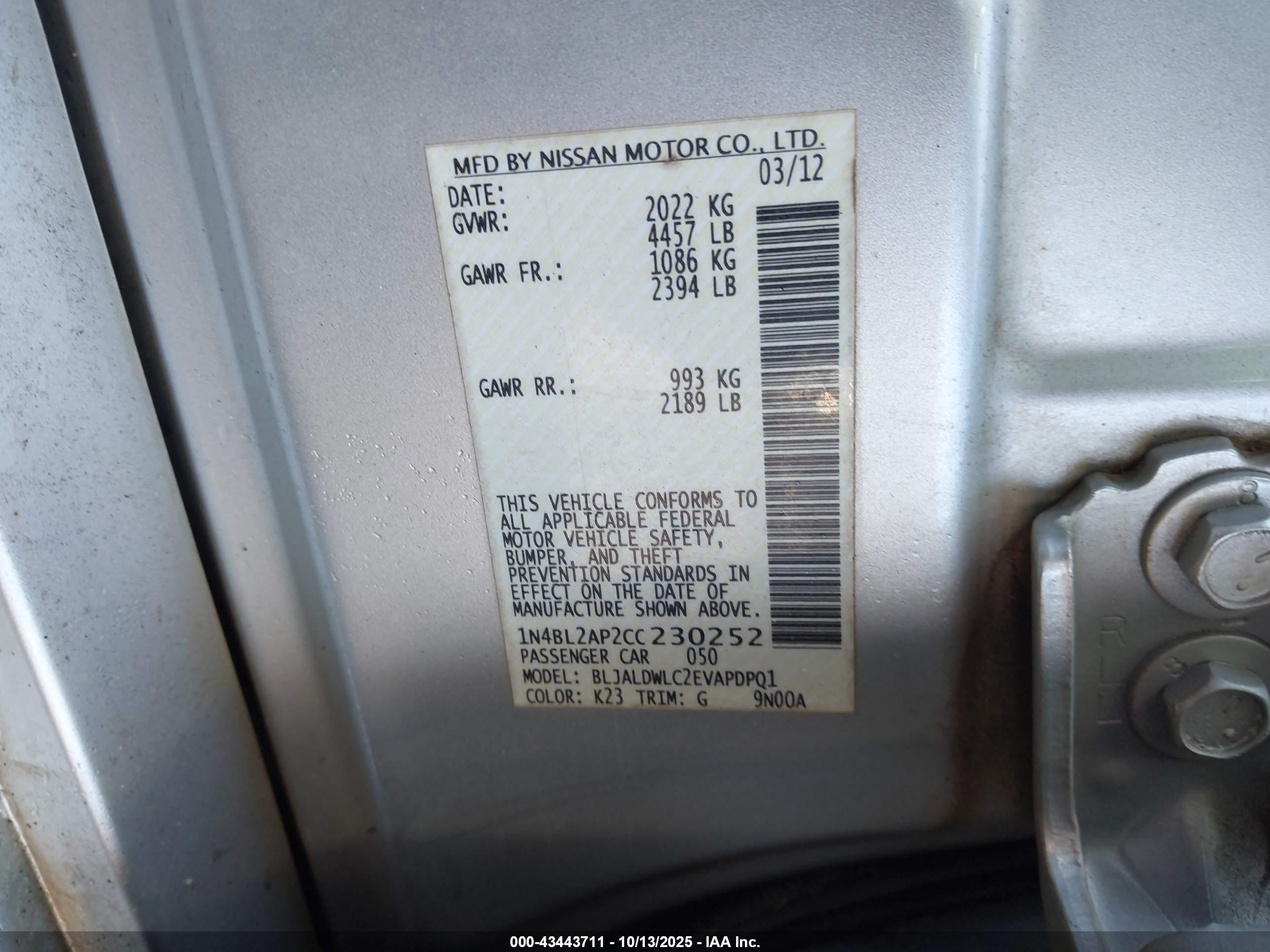 NISSAN ALTIMA image 9