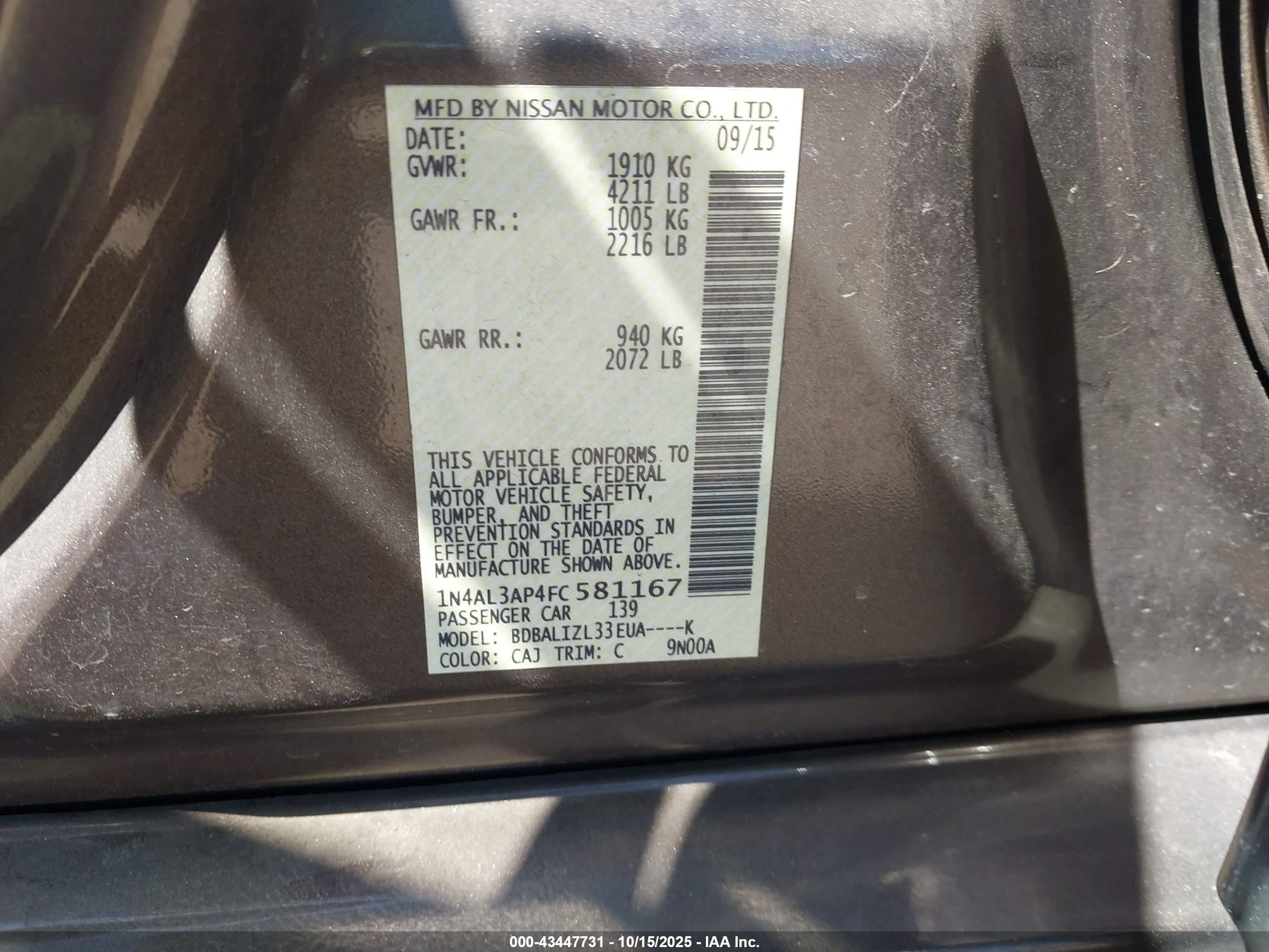 NISSAN ALTIMA image 9