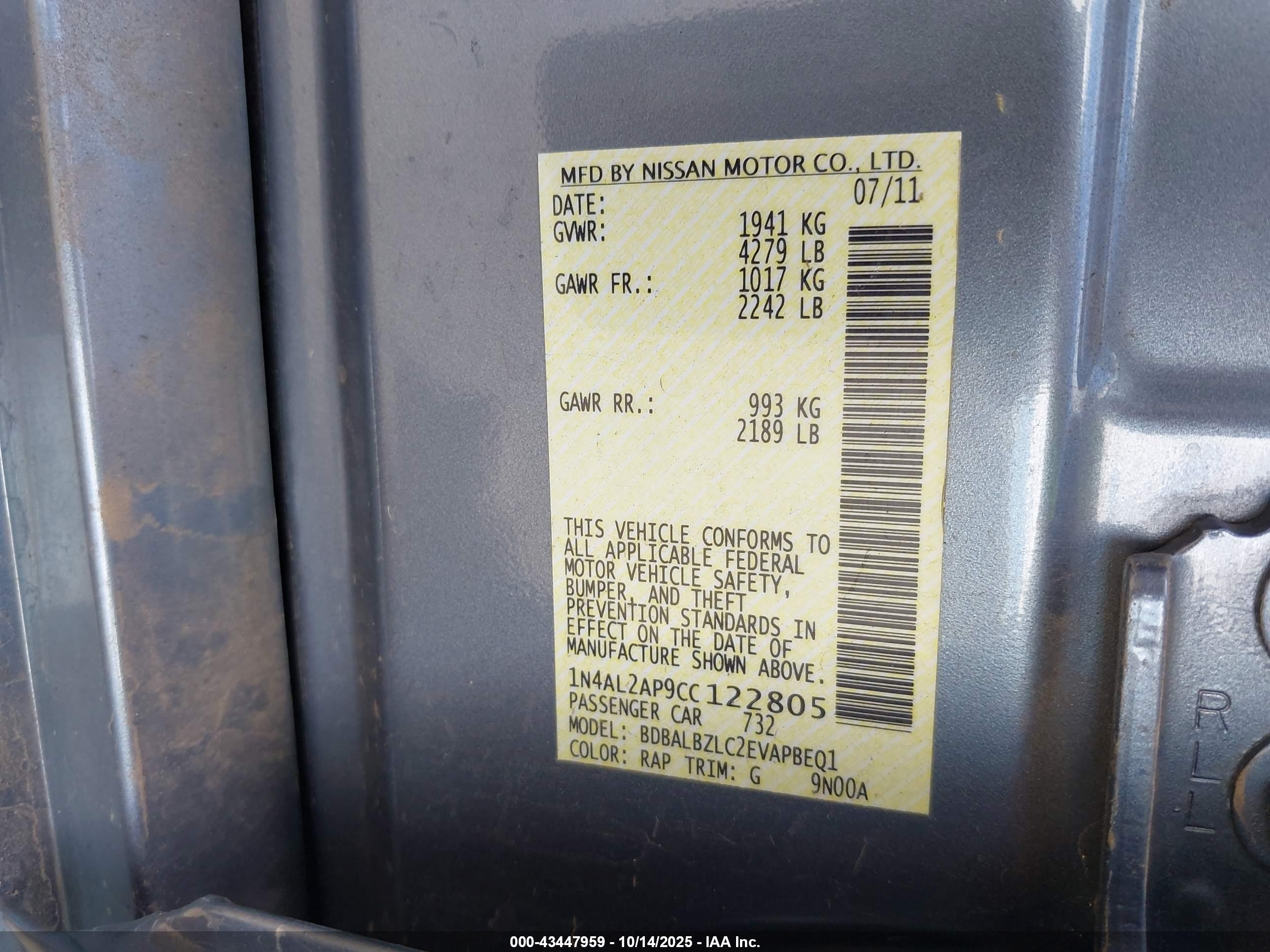 NISSAN ALTIMA image 9