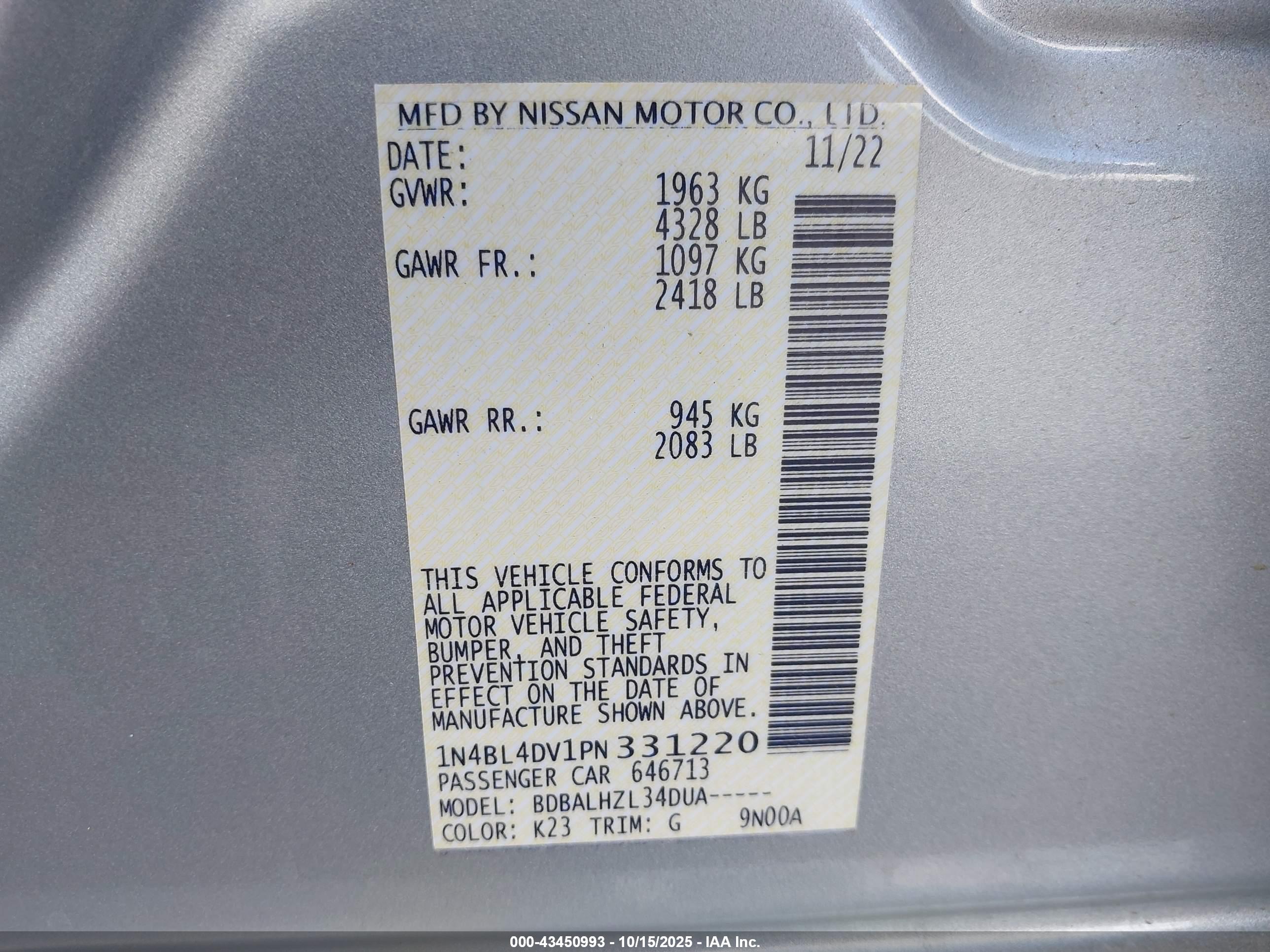 NISSAN ALTIMA image 9
