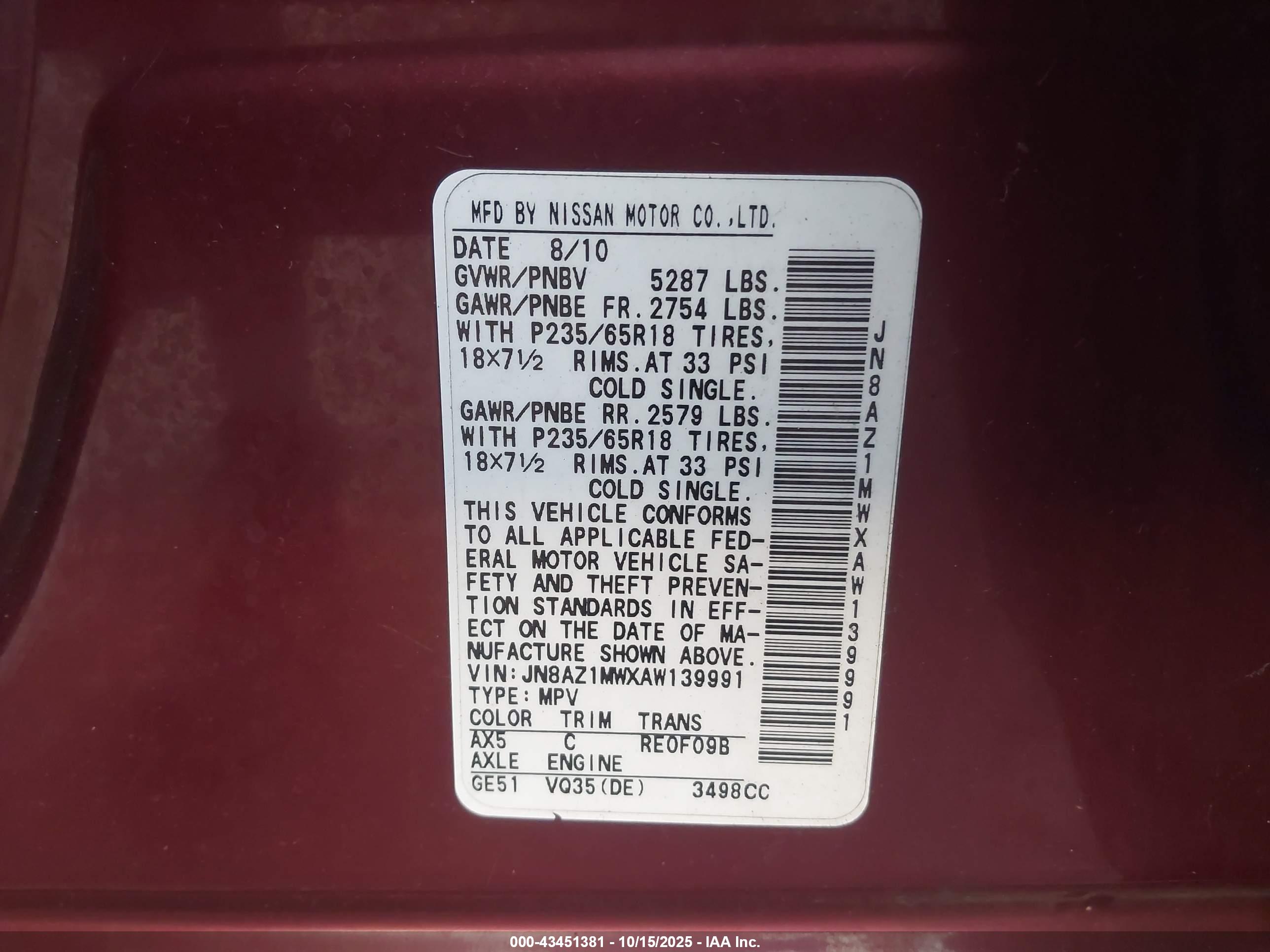 NISSAN MURANO image 9