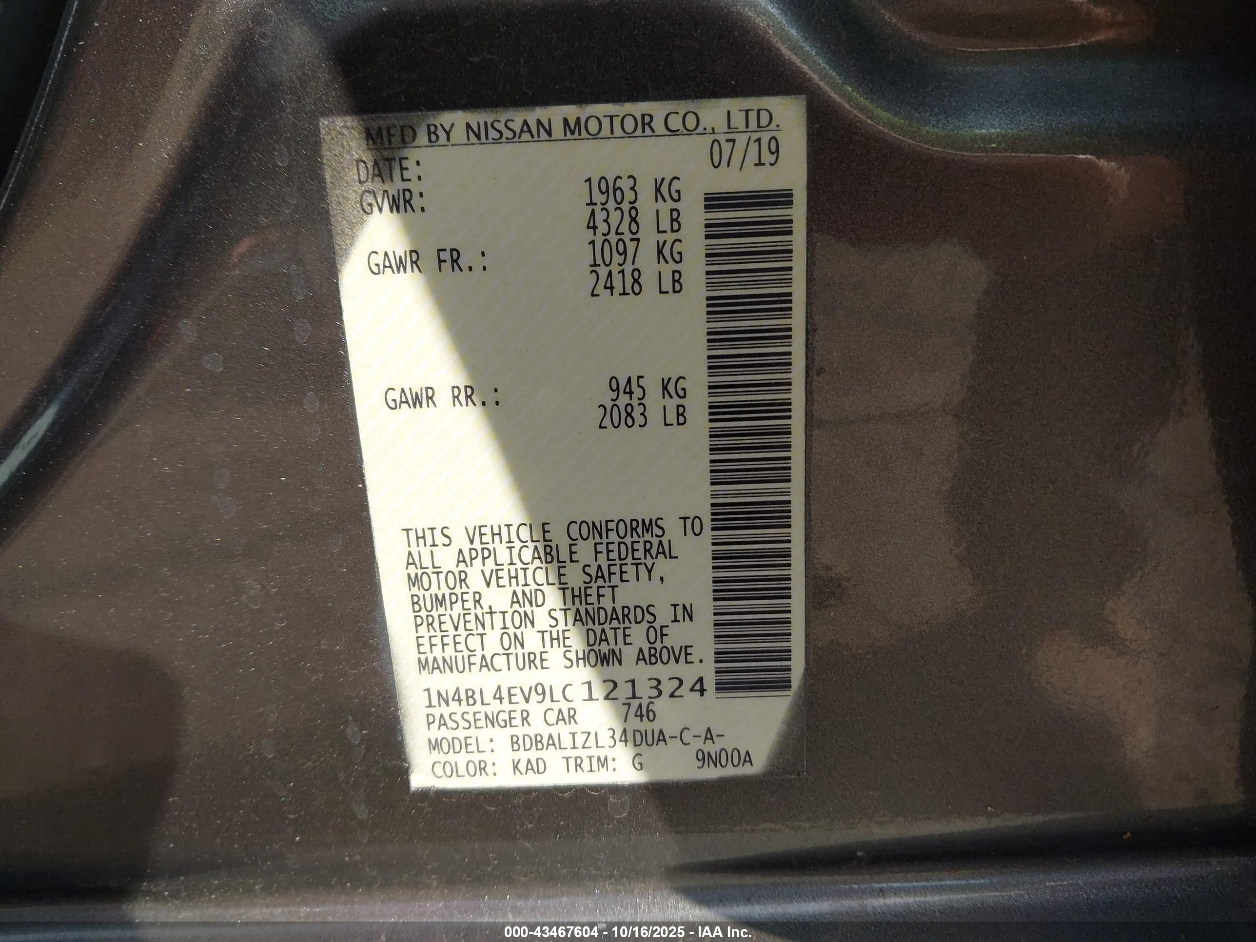 NISSAN ALTIMA image 9