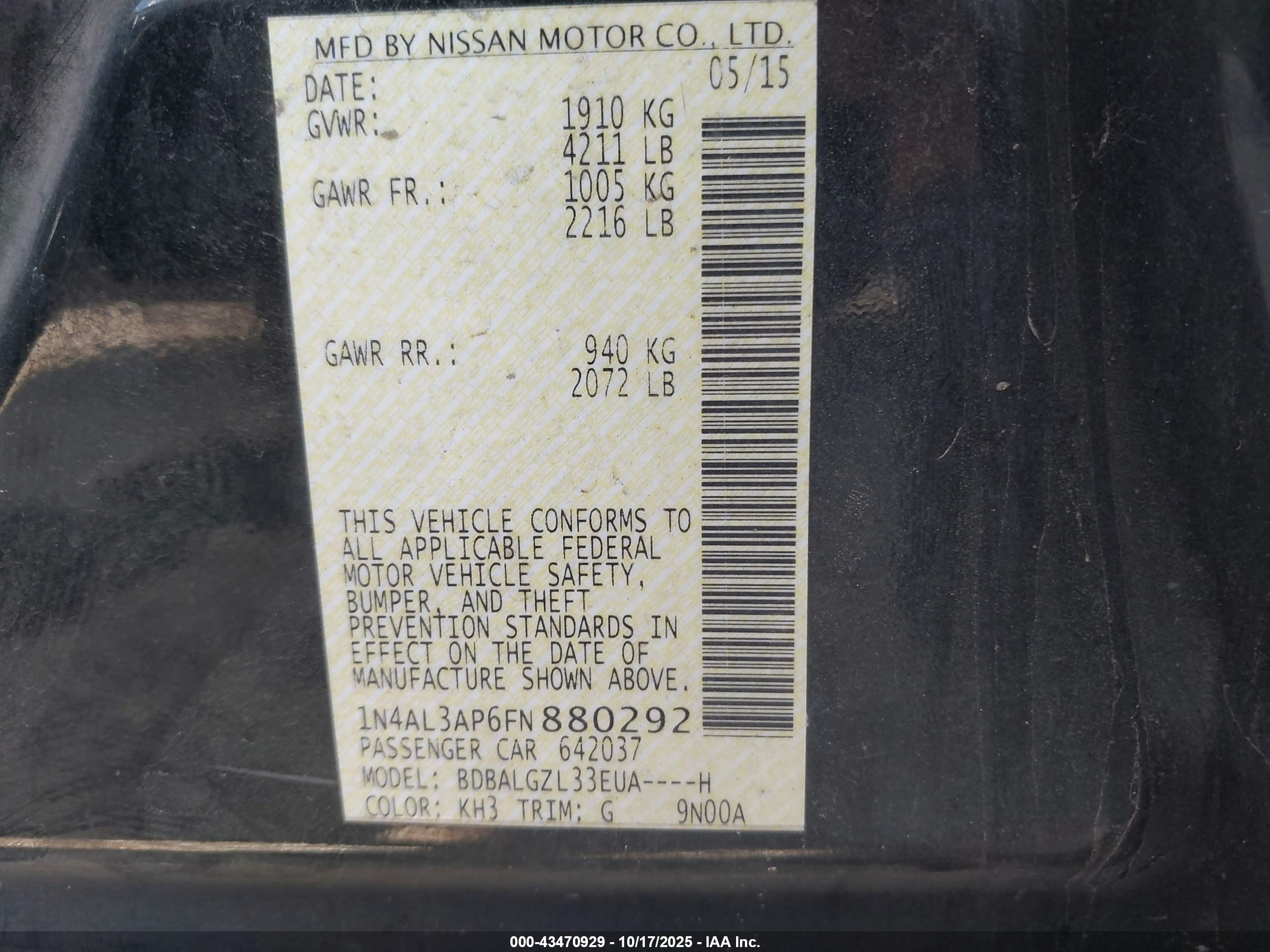 NISSAN ALTIMA image 9