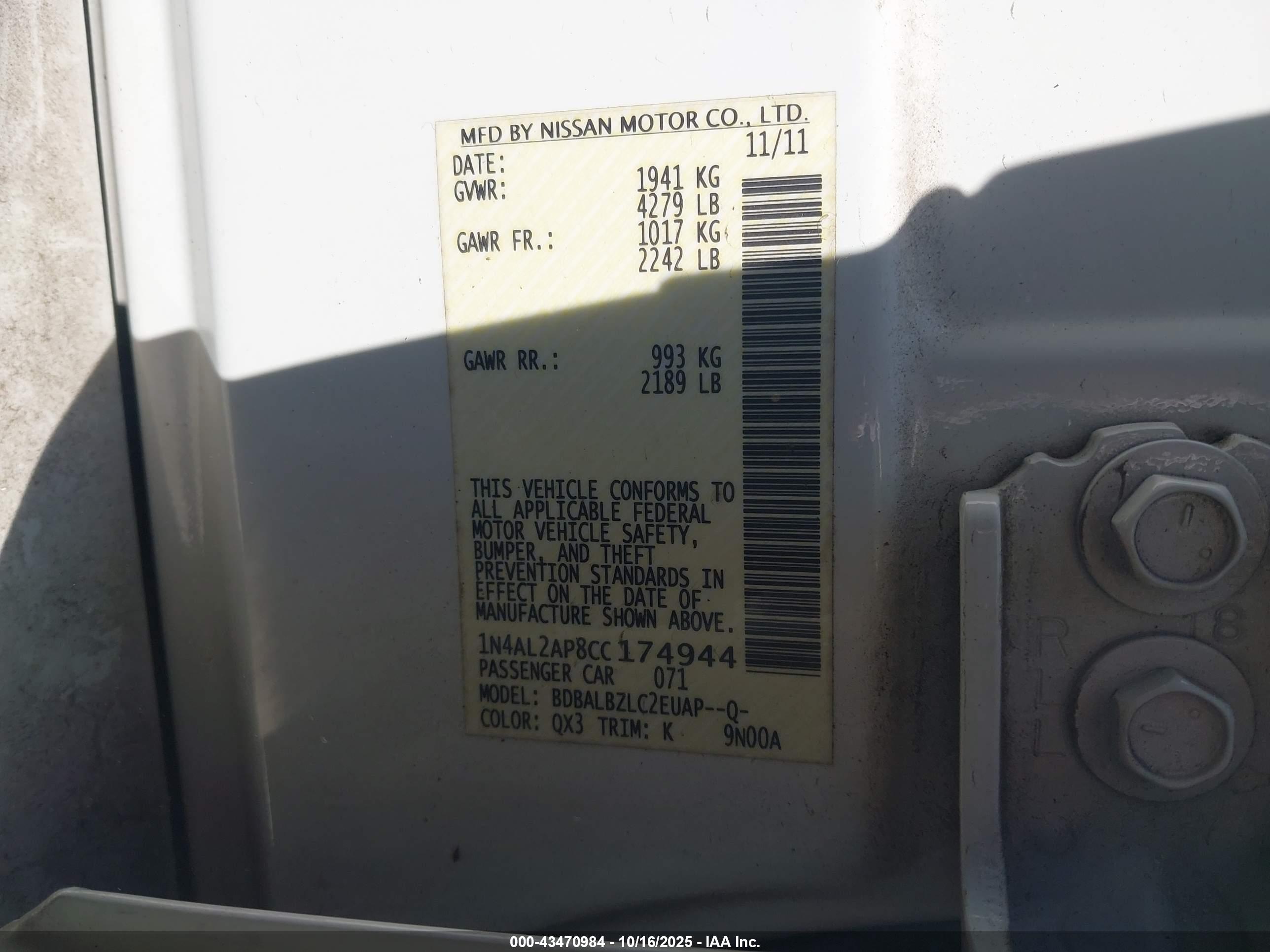 NISSAN ALTIMA image 9