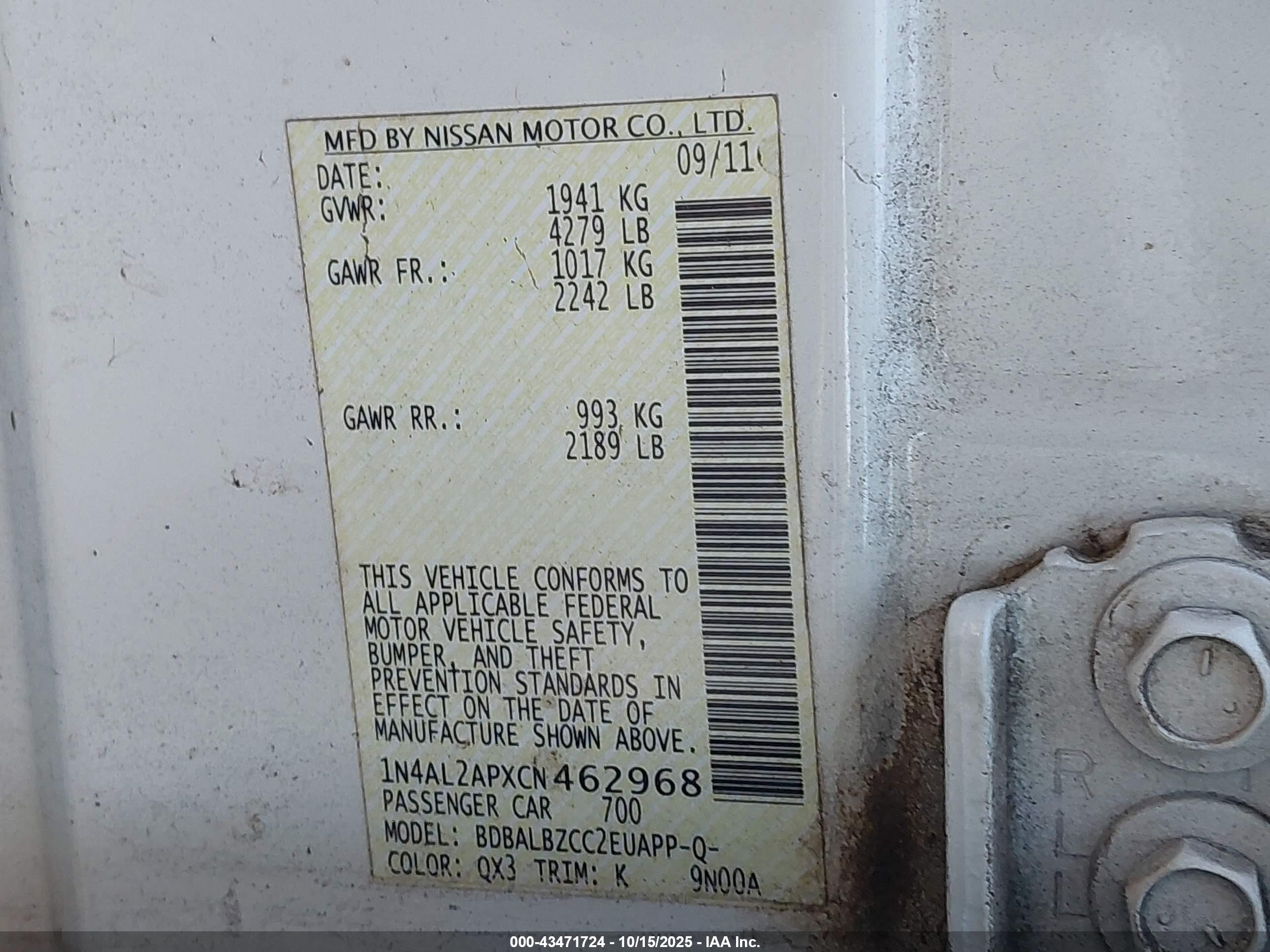 NISSAN ALTIMA image 9