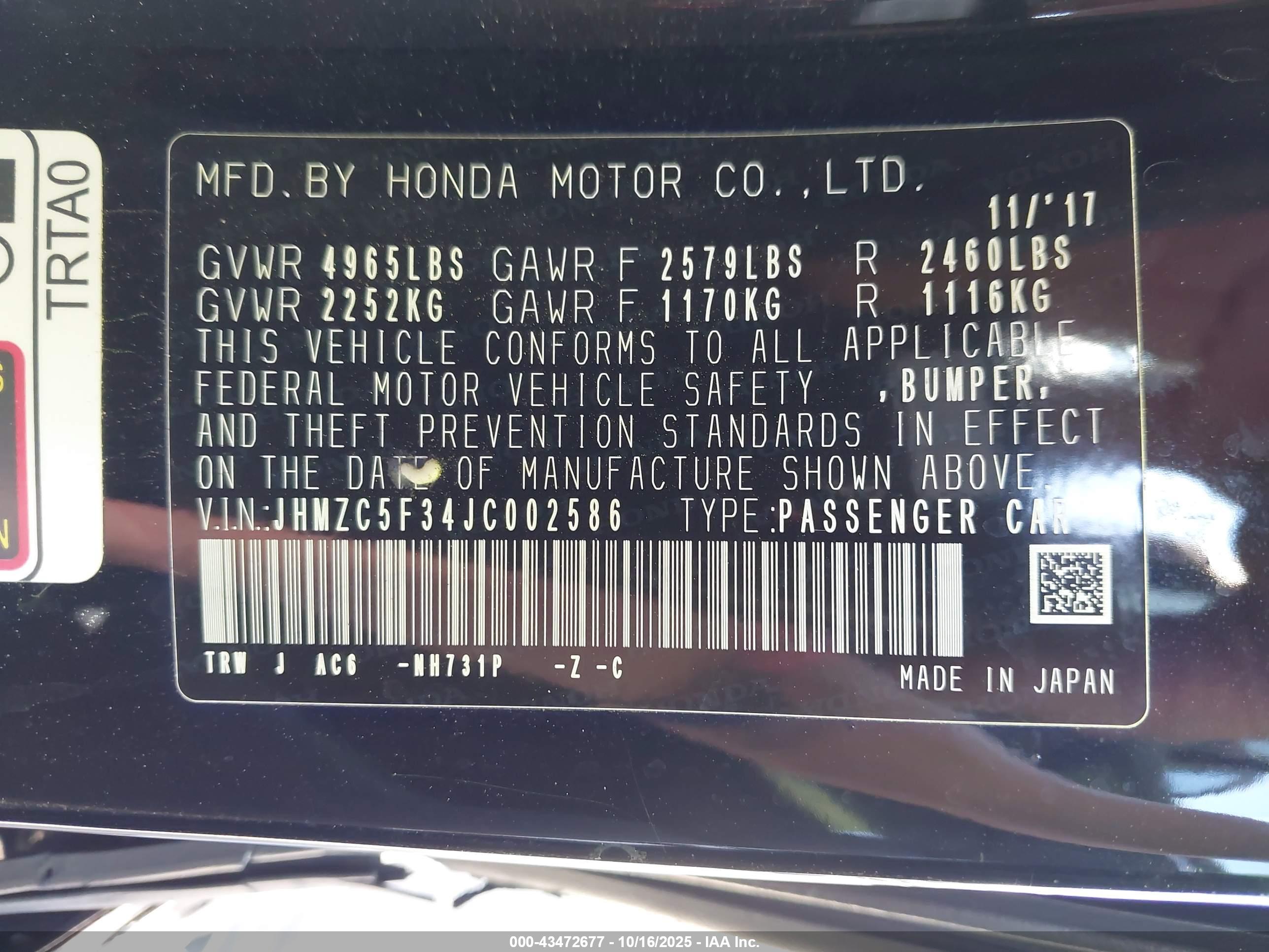 HONDA CLARITY image 9