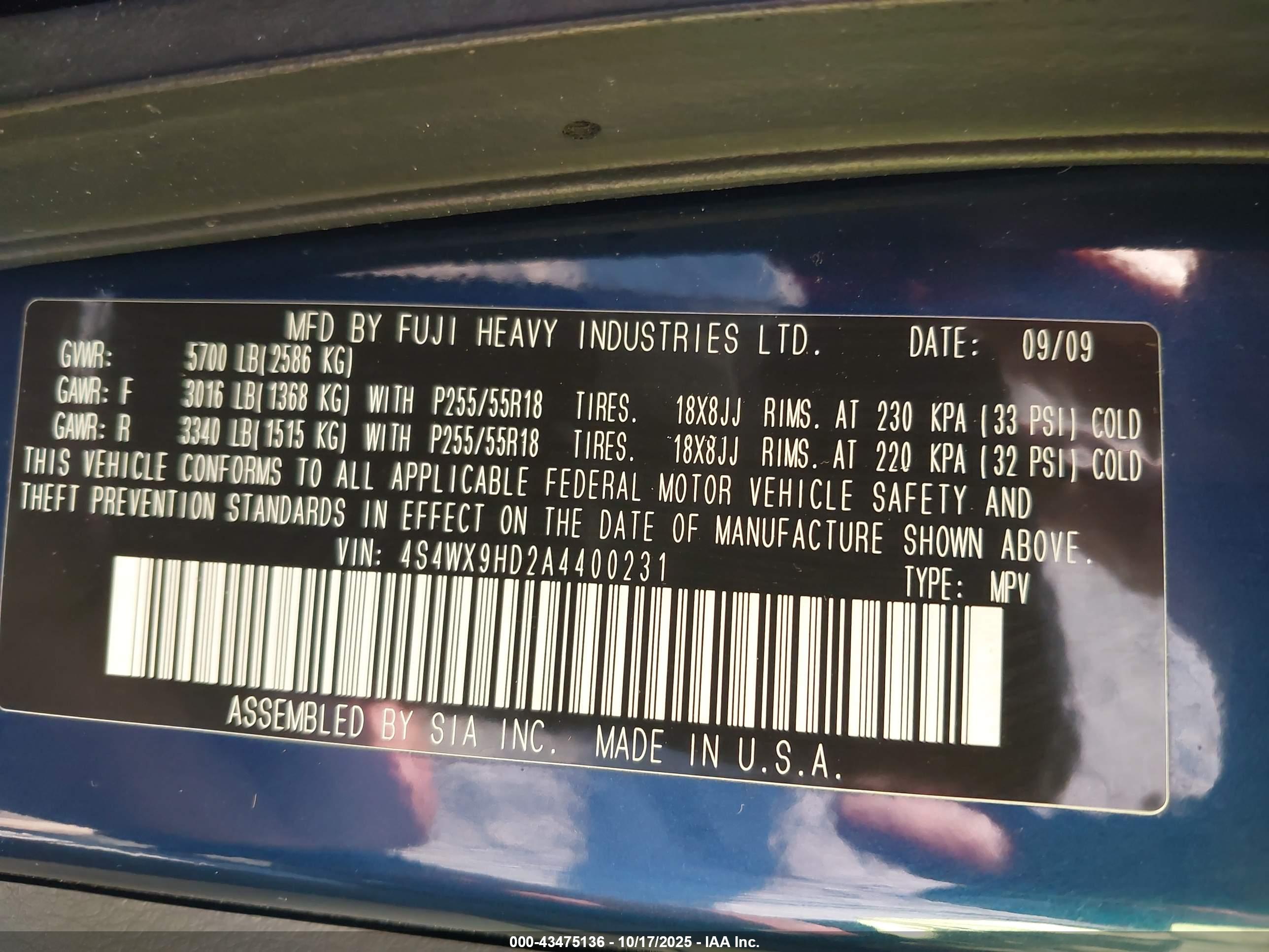 SUBARU TRIBECA image 9