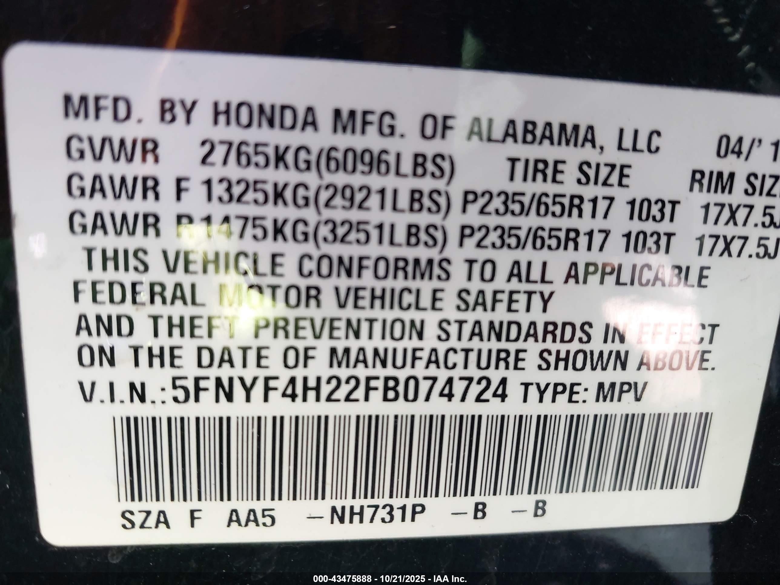 HONDA PILOT image 9