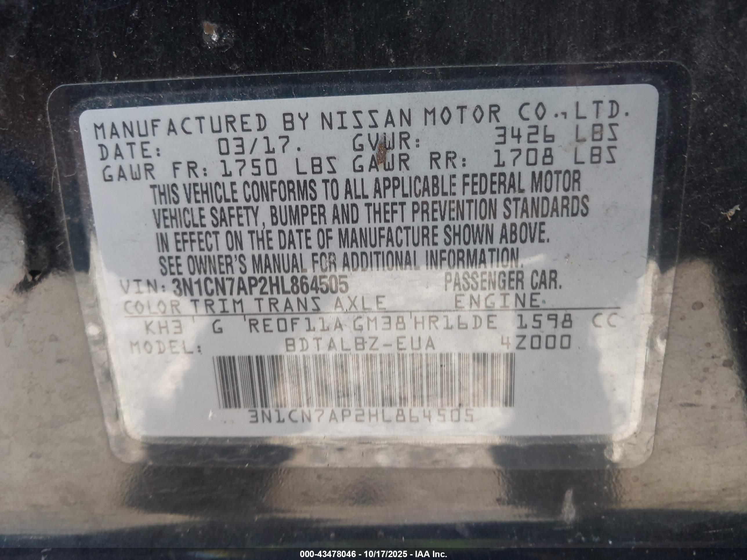 NISSAN VERSA image 9
