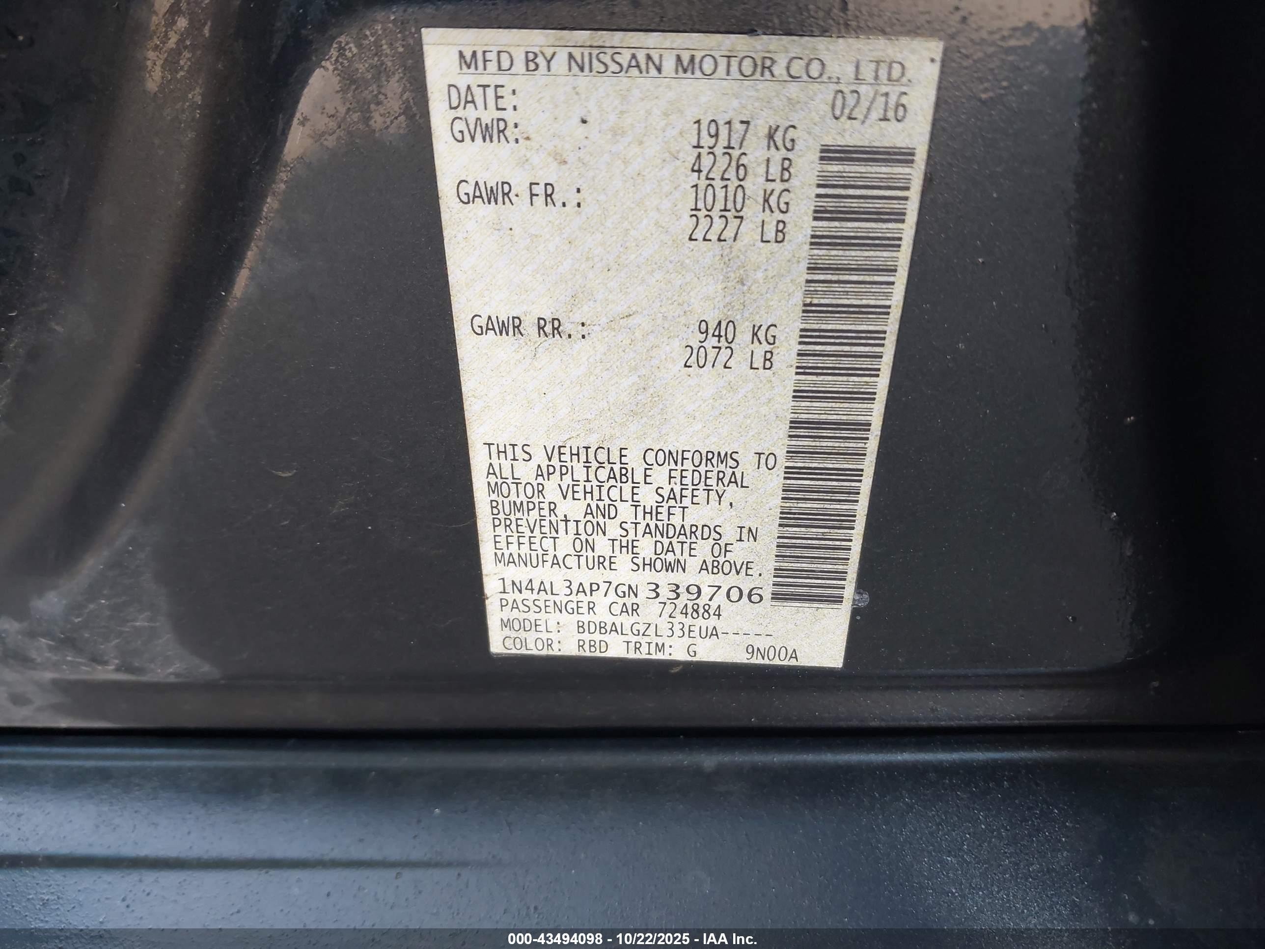 NISSAN ALTIMA image 9