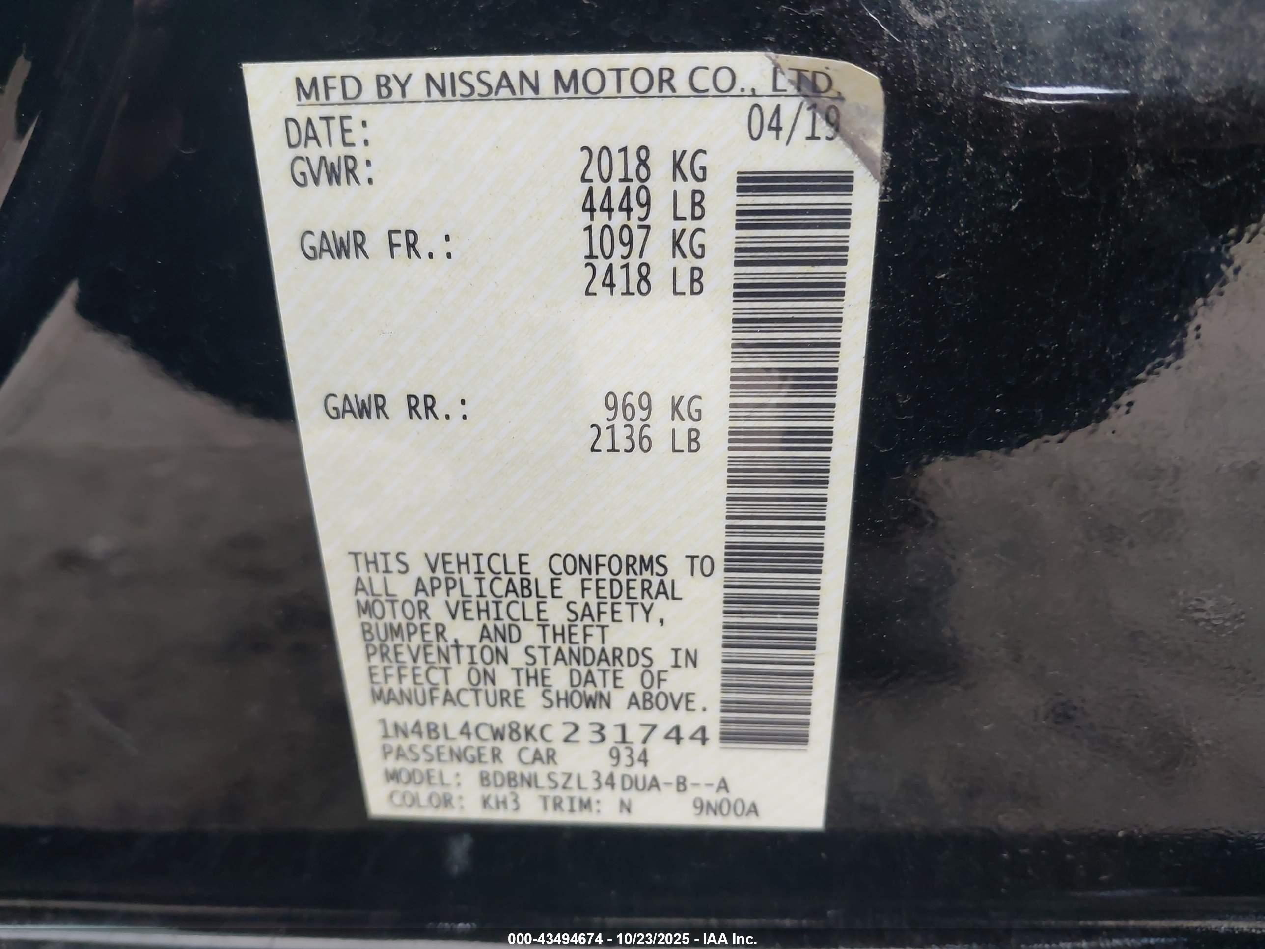 NISSAN ALTIMA image 9