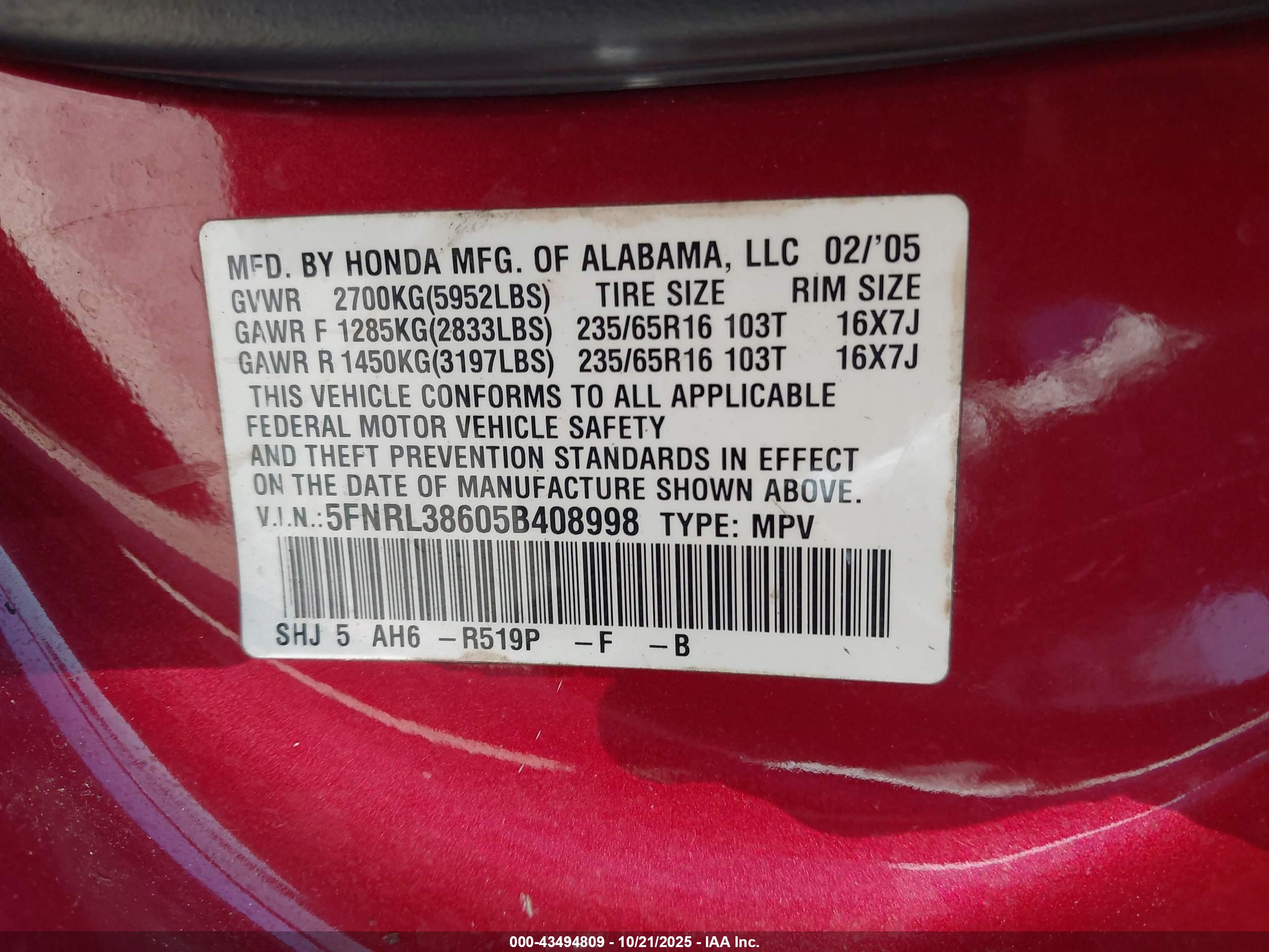 HONDA ODYSSEY image 9