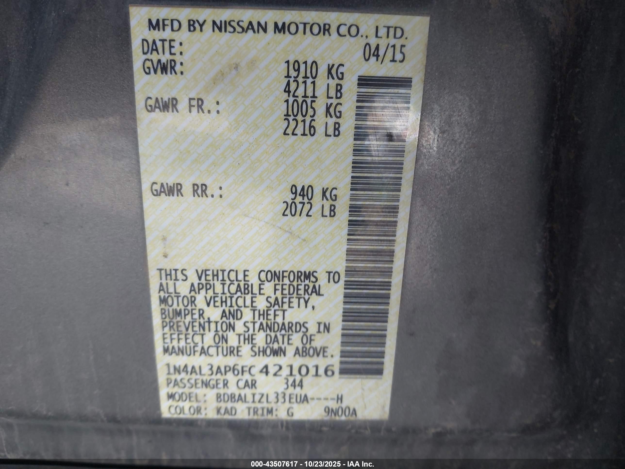 NISSAN ALTIMA image 9