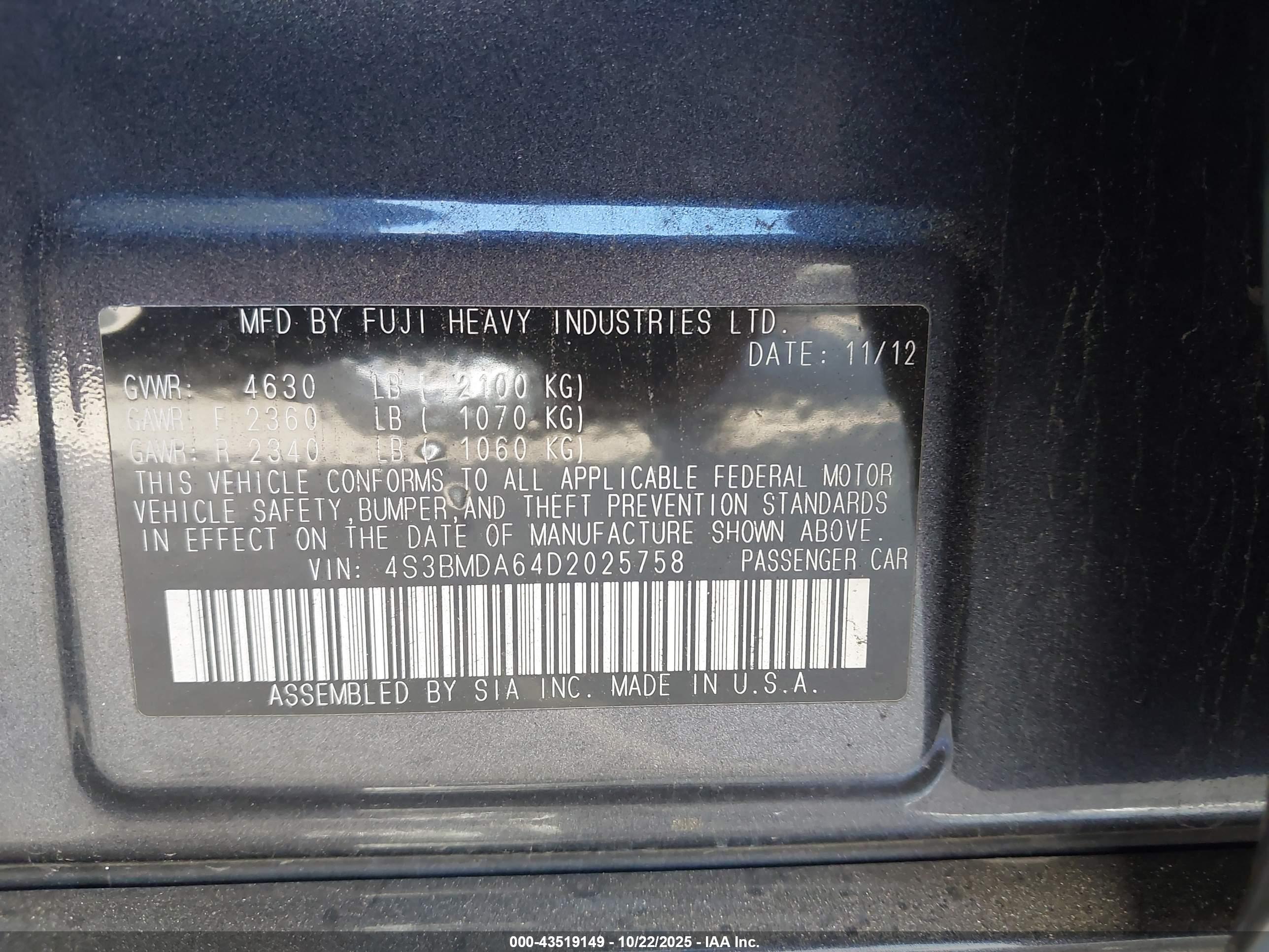 SUBARU LEGACY image 9