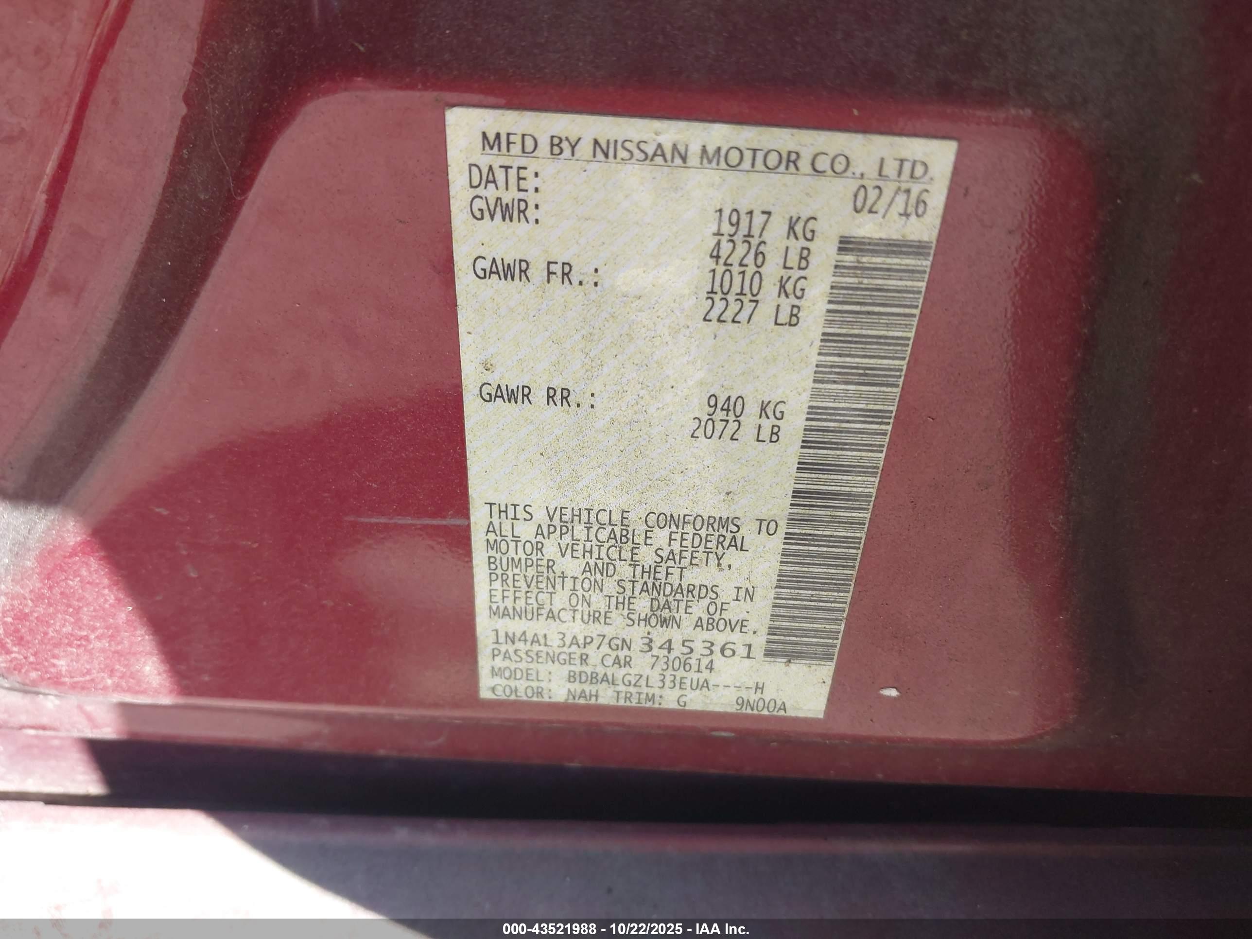 NISSAN ALTIMA image 9