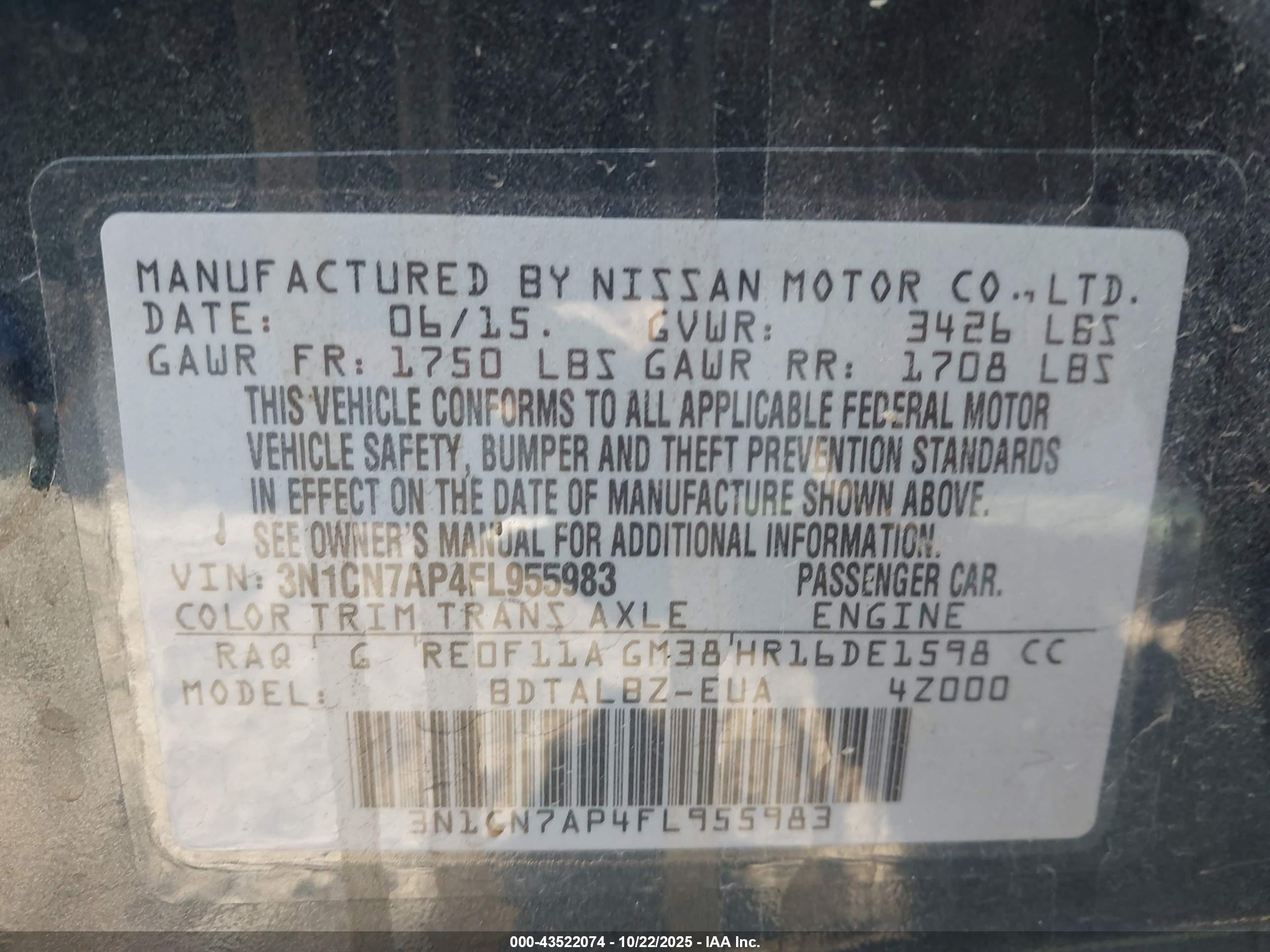 NISSAN VERSA image 9