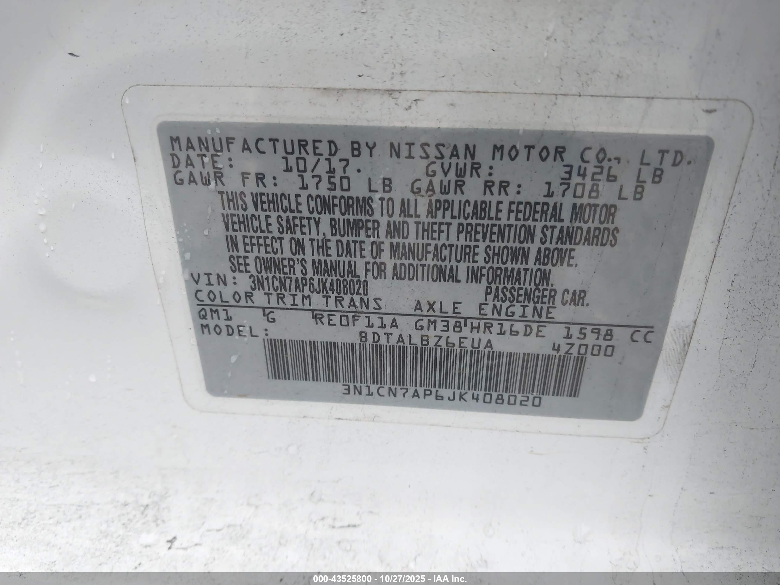 NISSAN VERSA image 9