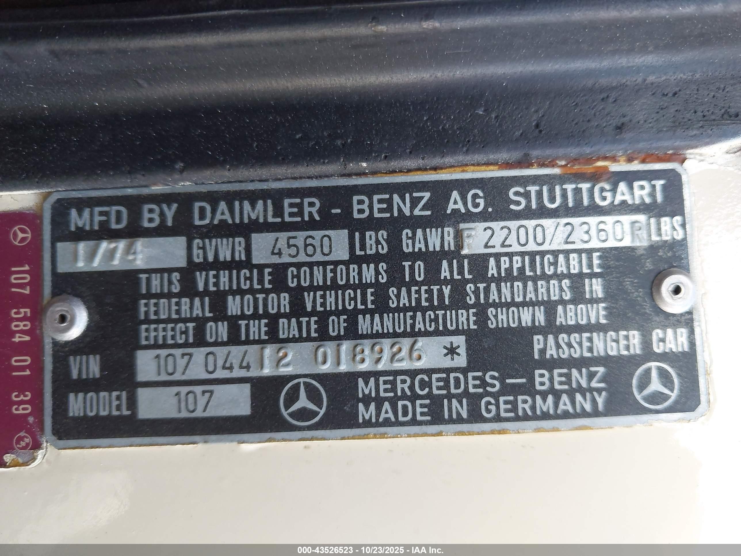 BENZ 450SL image 9