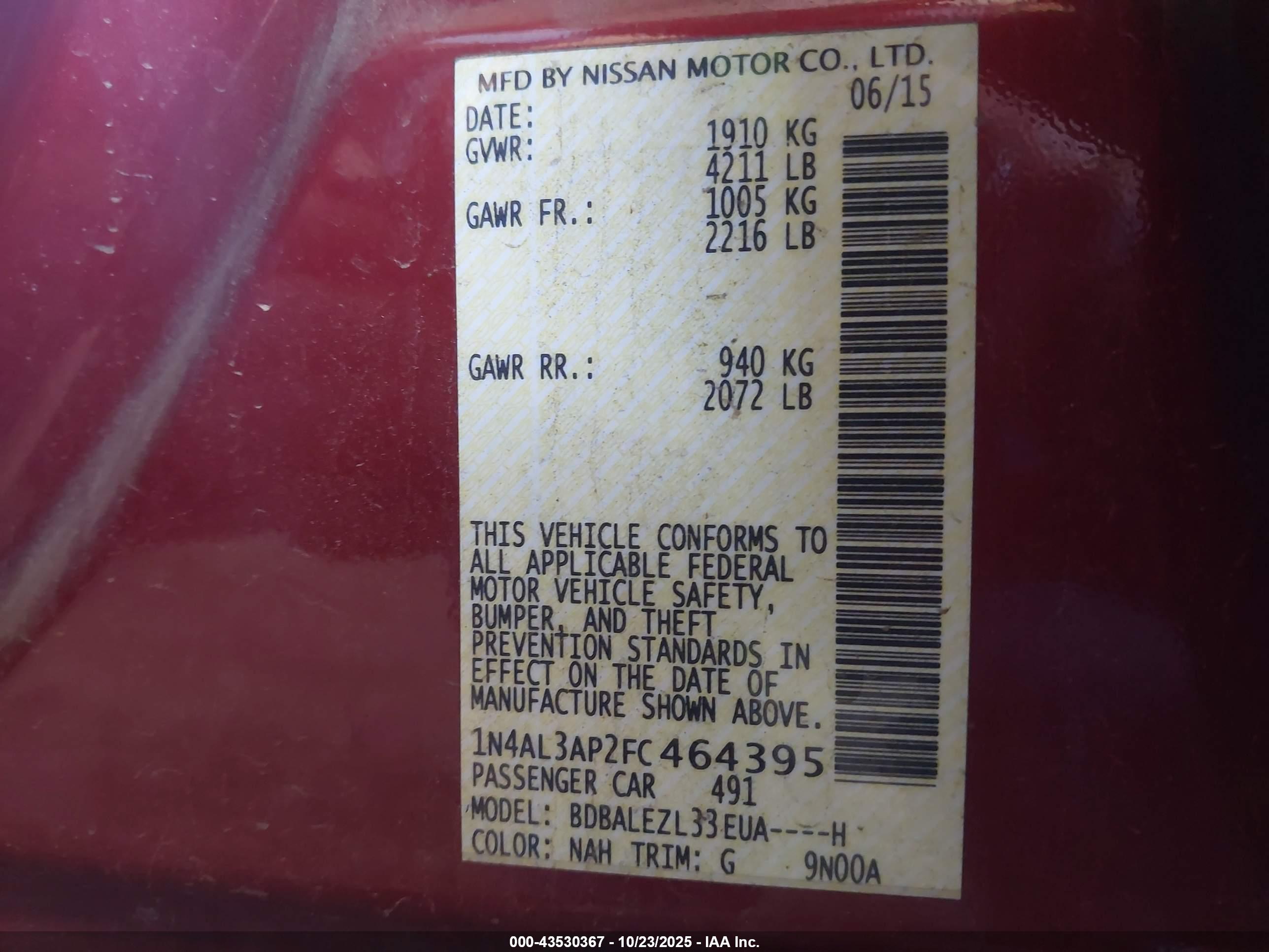 NISSAN ALTIMA image 9