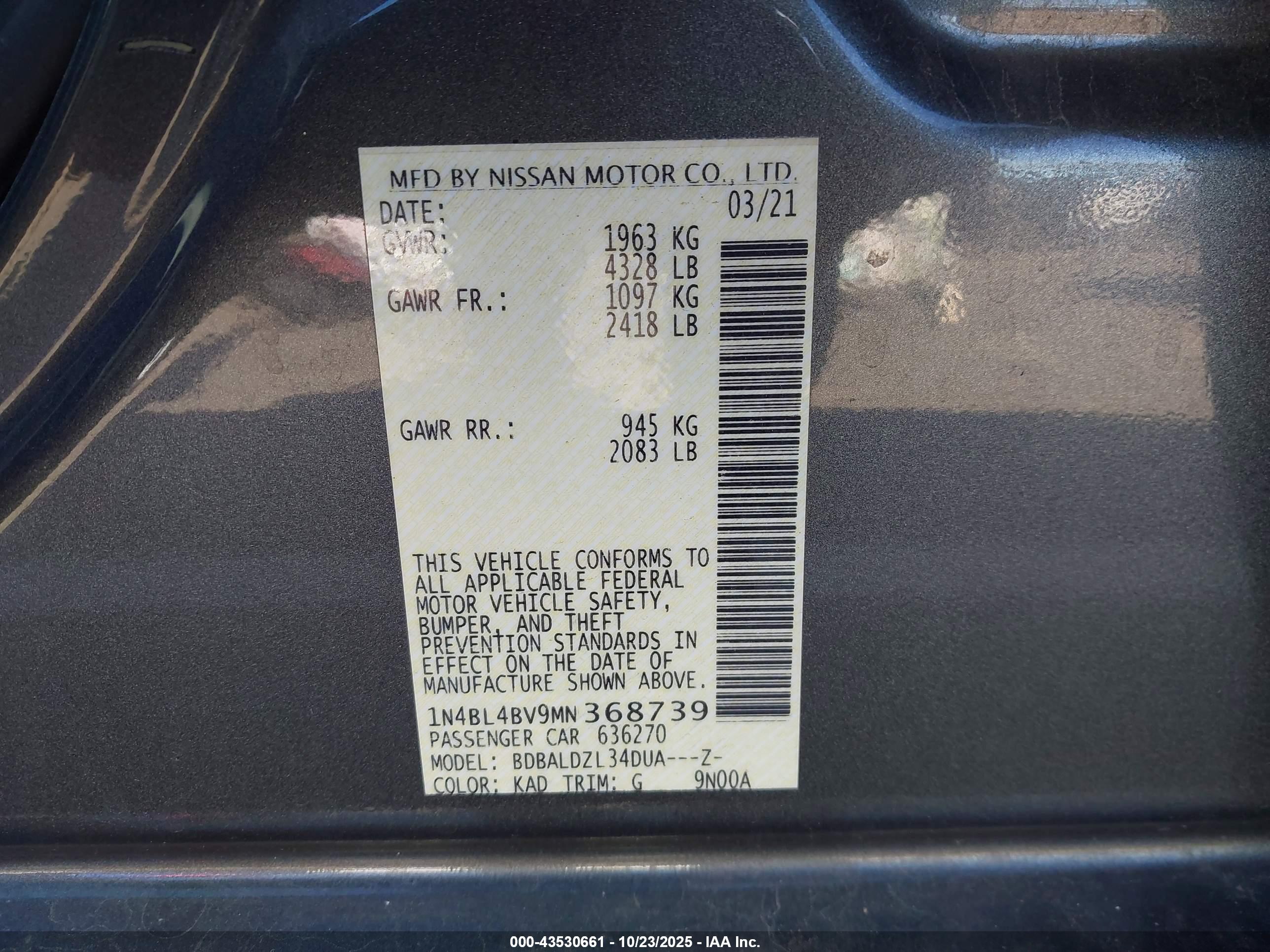 NISSAN ALTIMA image 9
