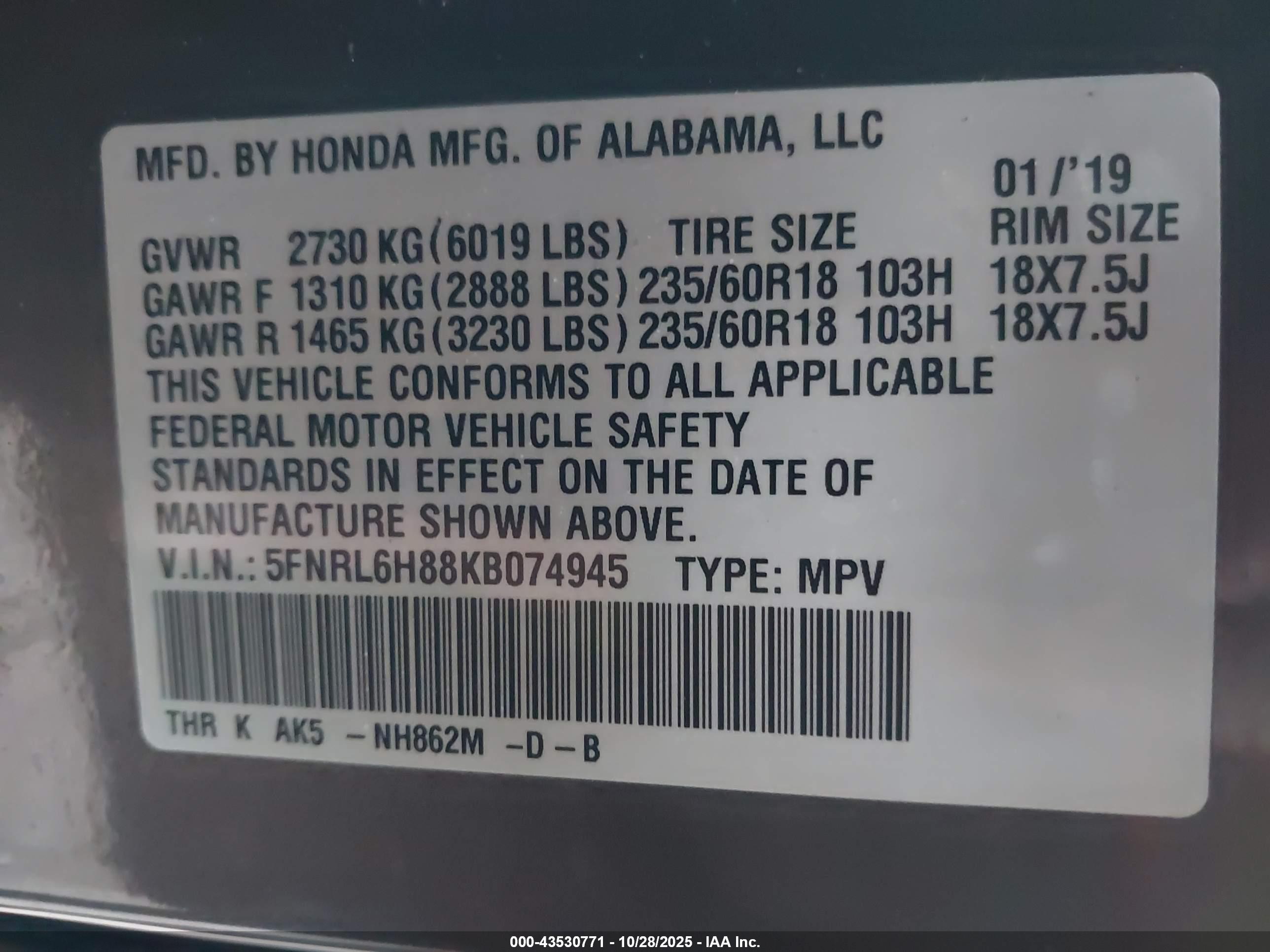 HONDA ODYSSEY image 9