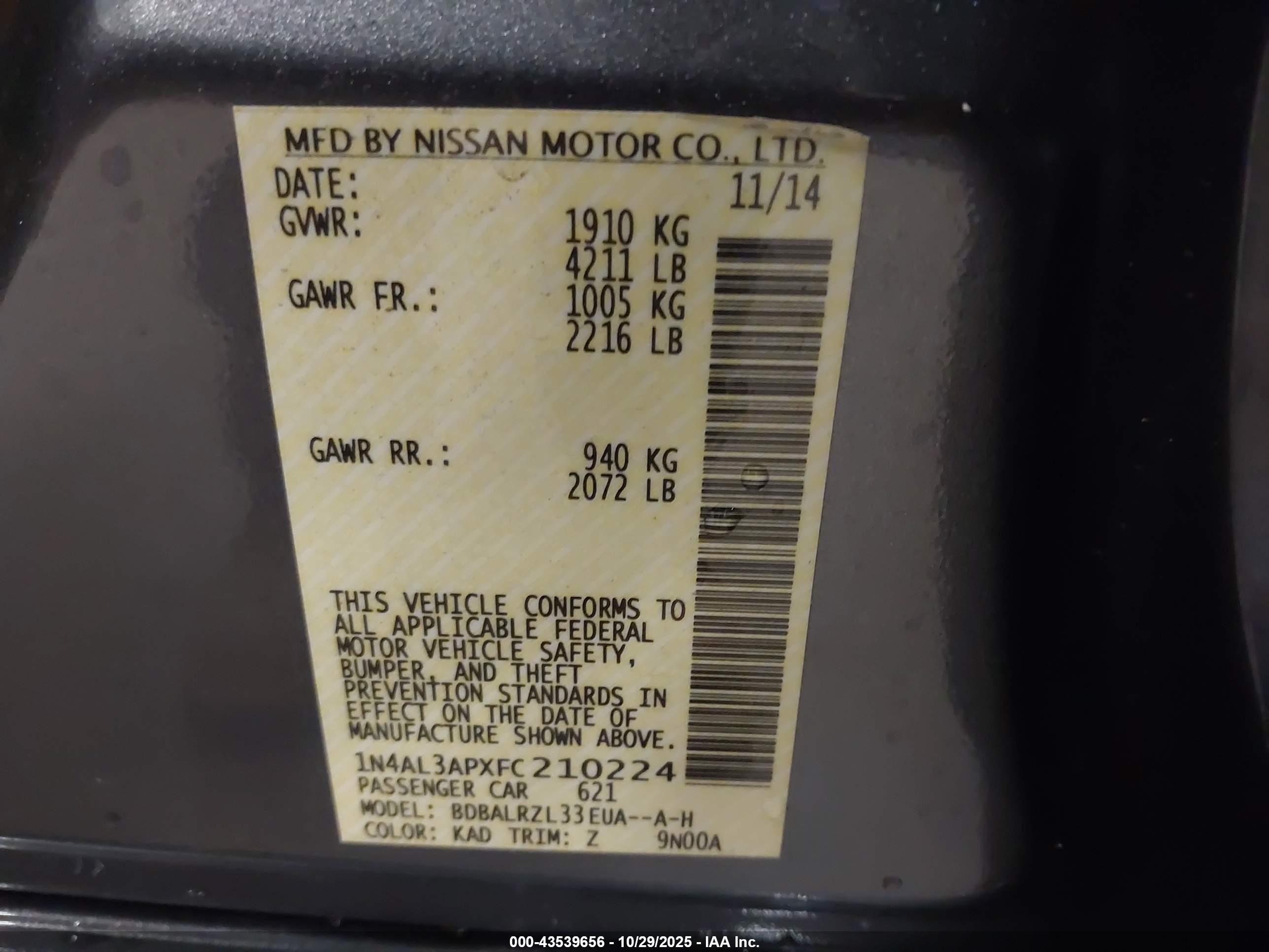 NISSAN ALTIMA image 9