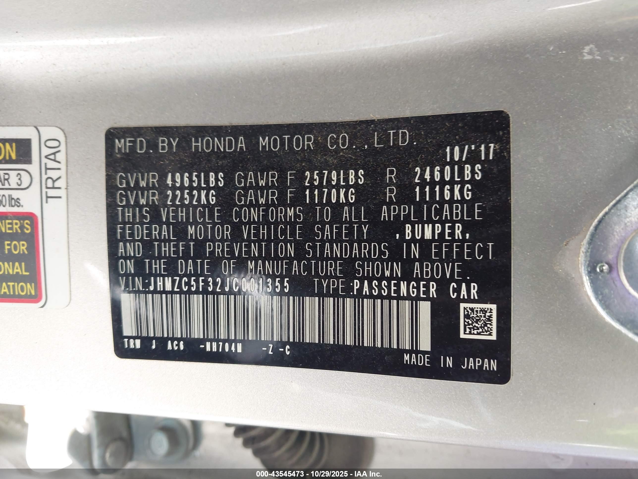 HONDA CLARITY image 9