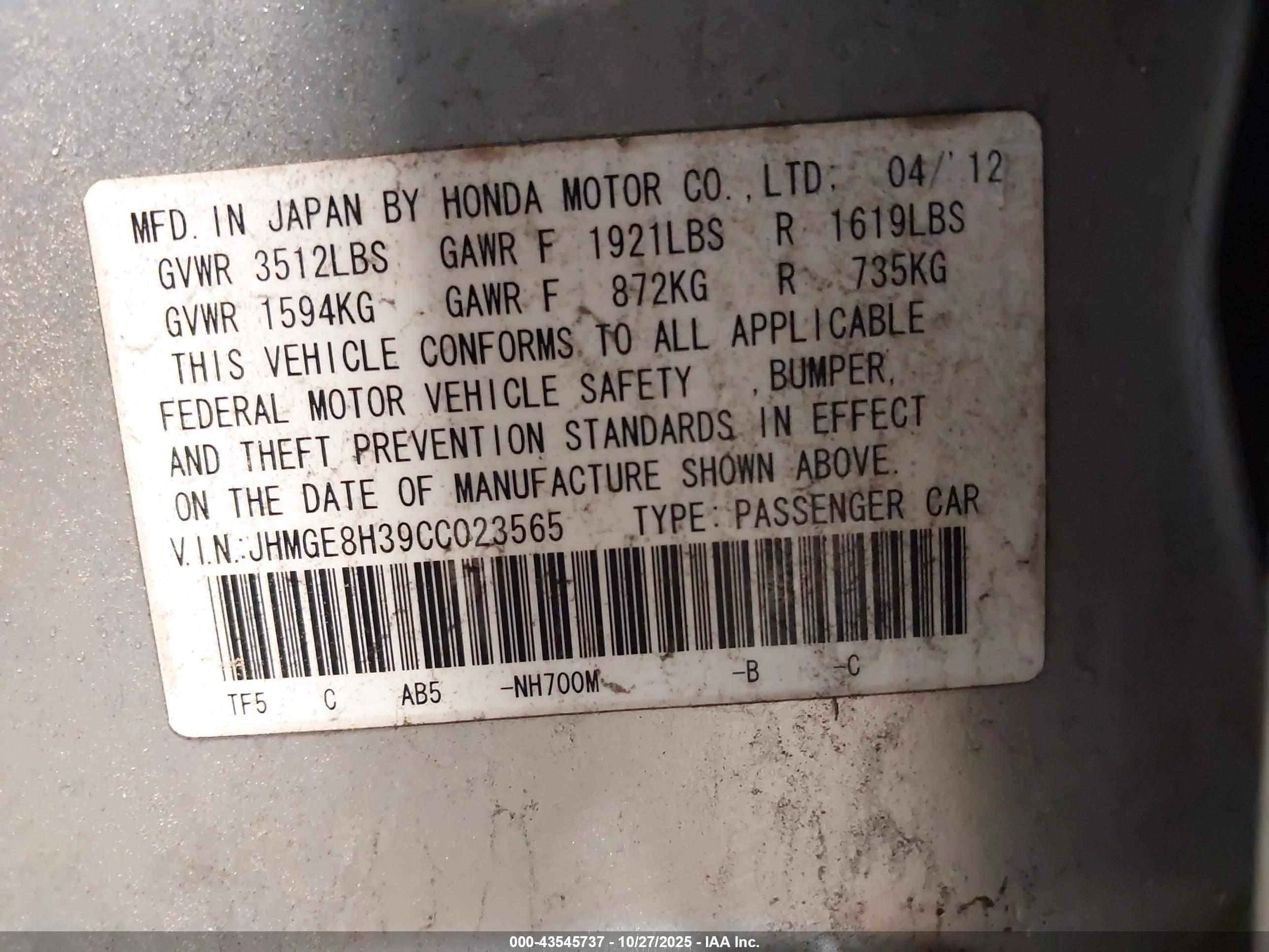 HONDA FIT image 9