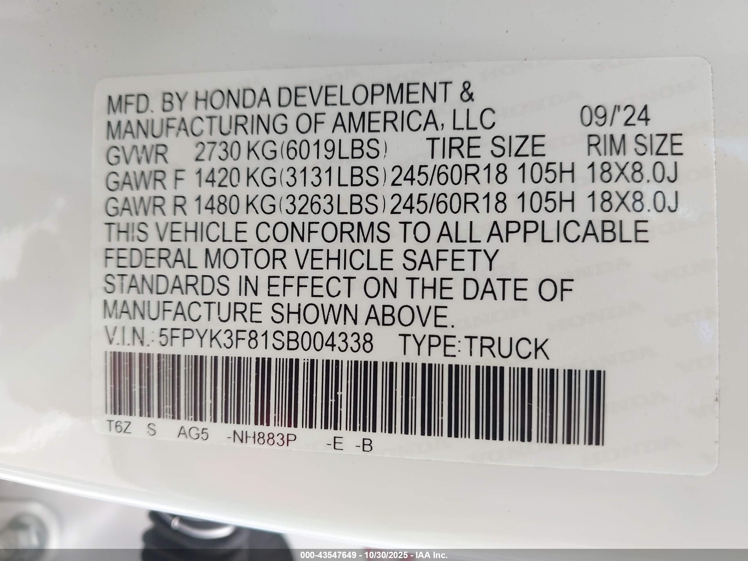 HONDA RIDGELINE image 9