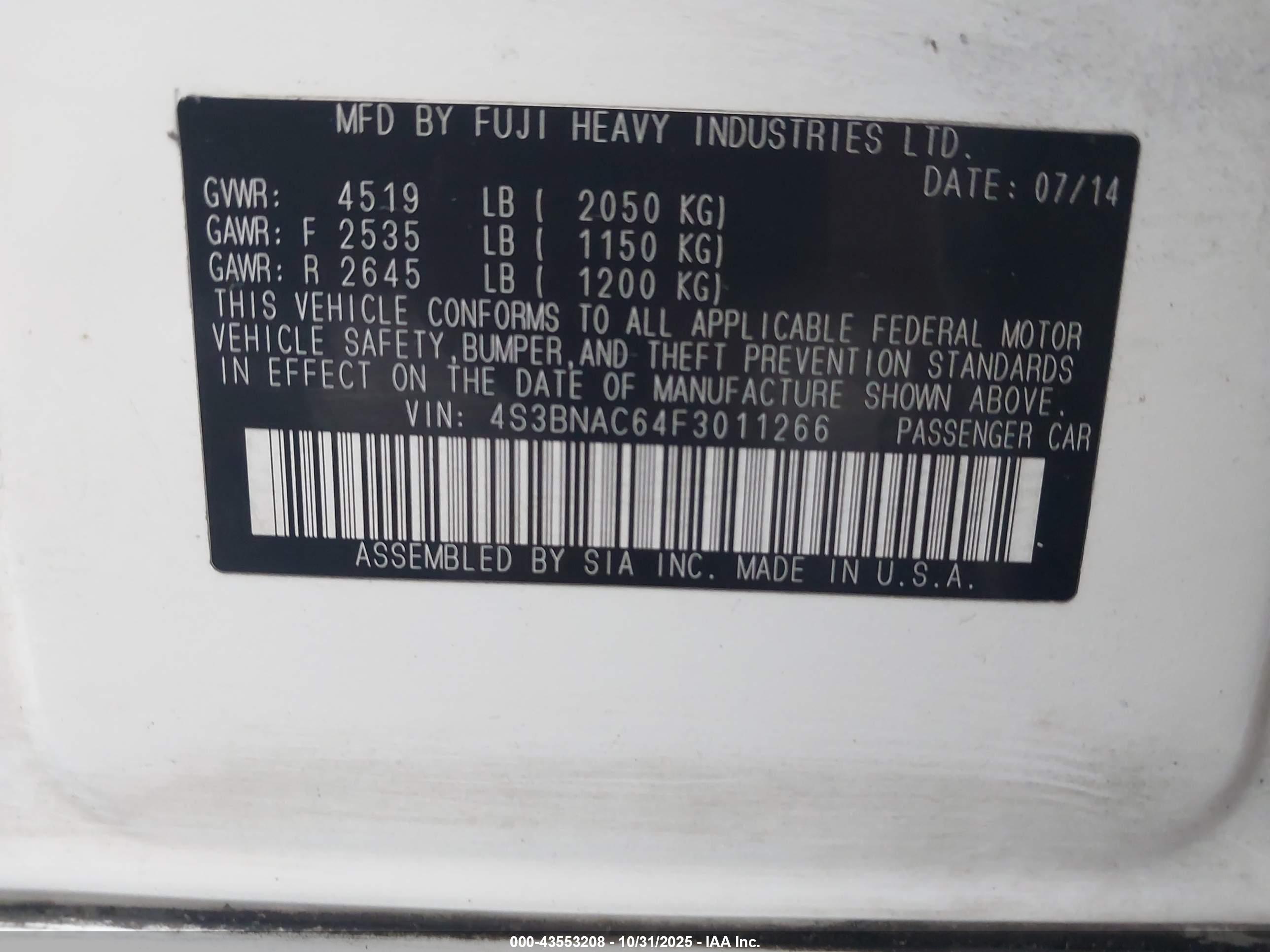 SUBARU LEGACY image 9