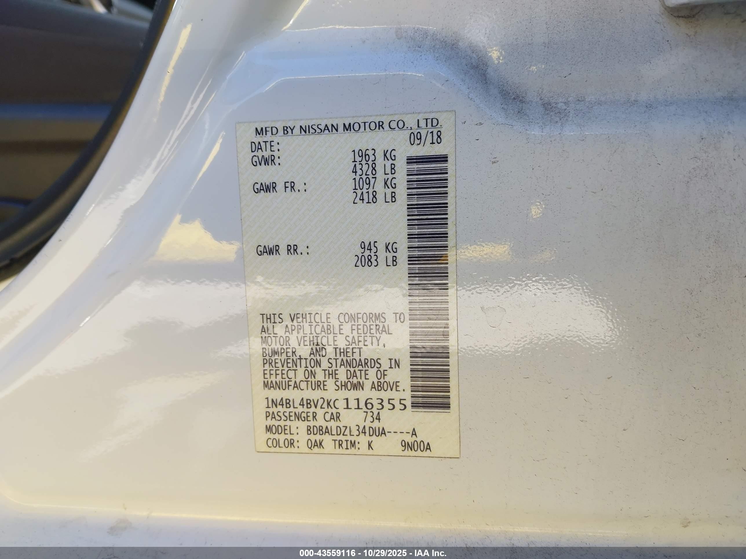 NISSAN ALTIMA image 9