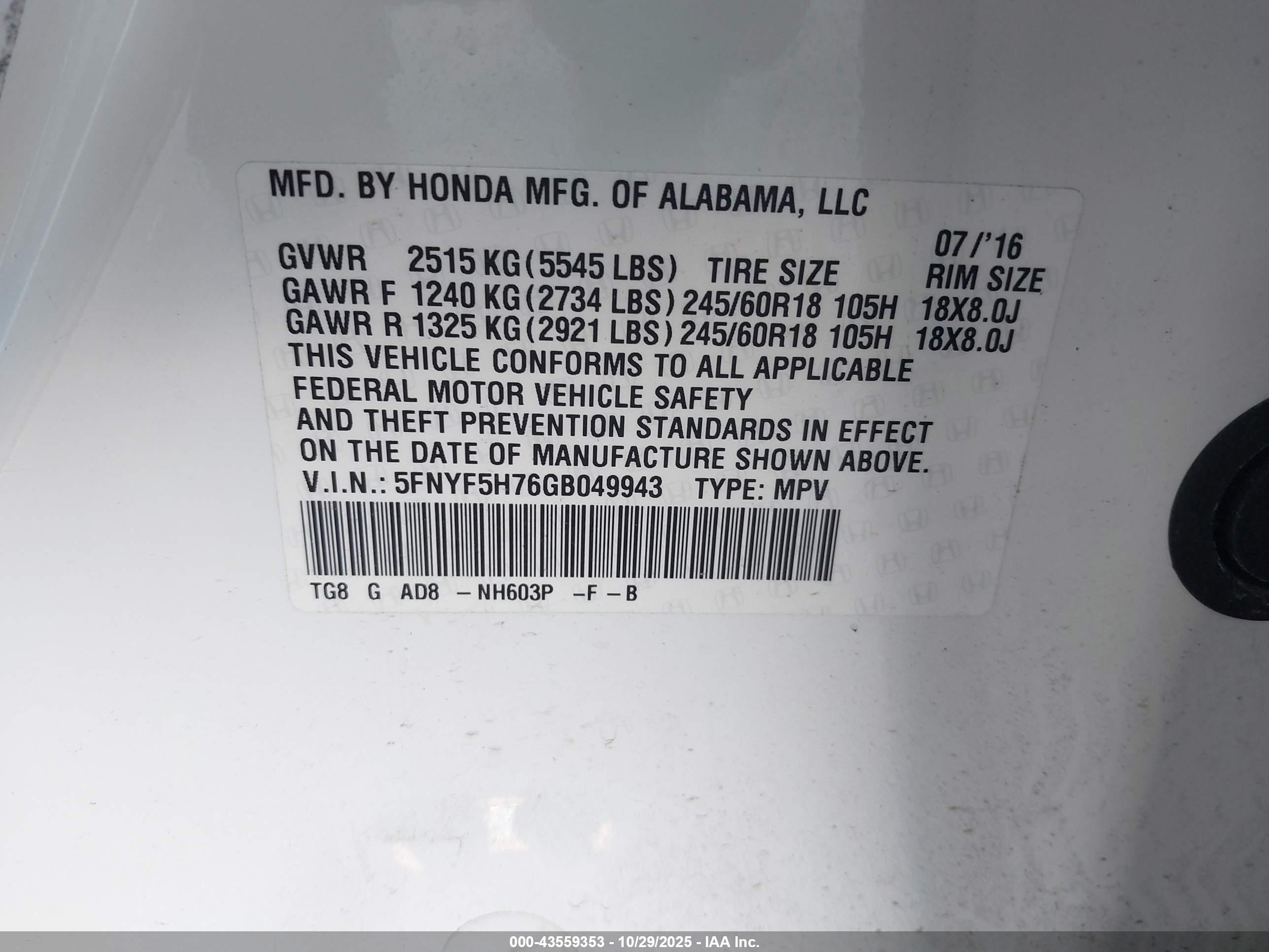 HONDA PILOT image 9