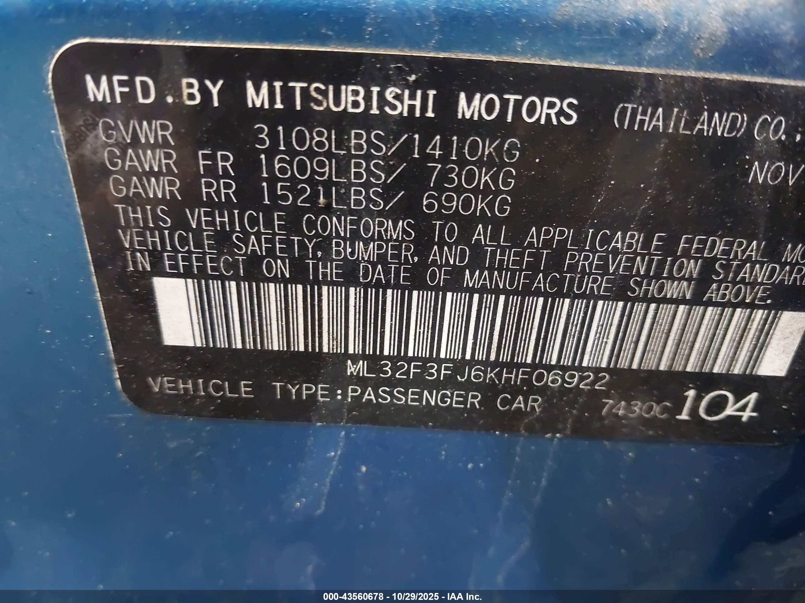 MITSUBISHI MIRAGE image 9