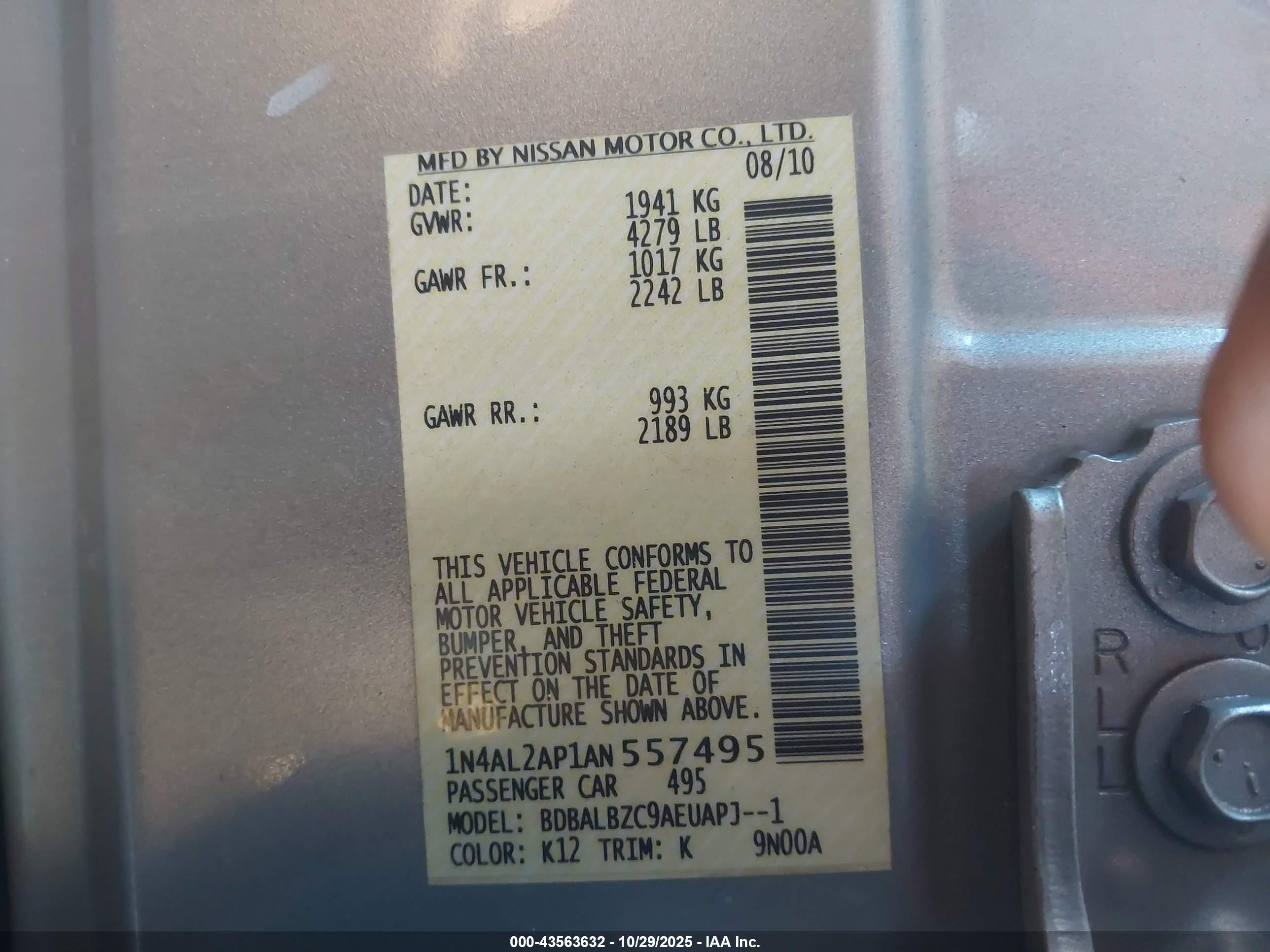NISSAN ALTIMA image 9