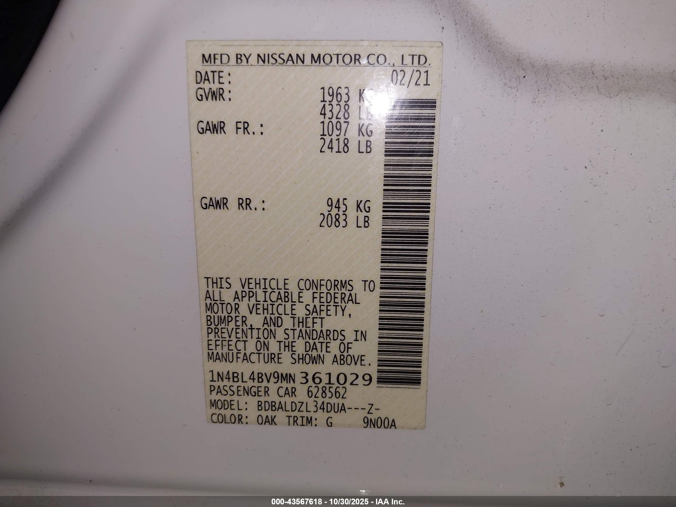 NISSAN ALTIMA image 9