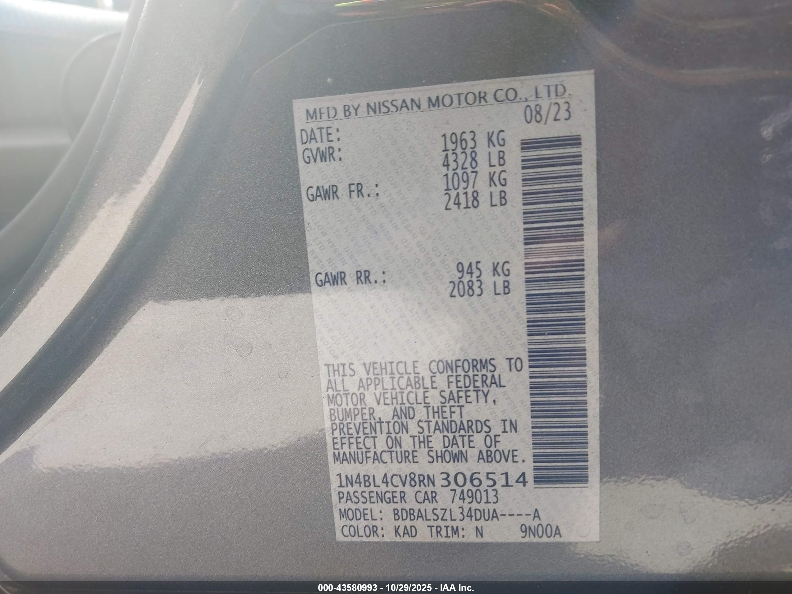 NISSAN ALTIMA image 9