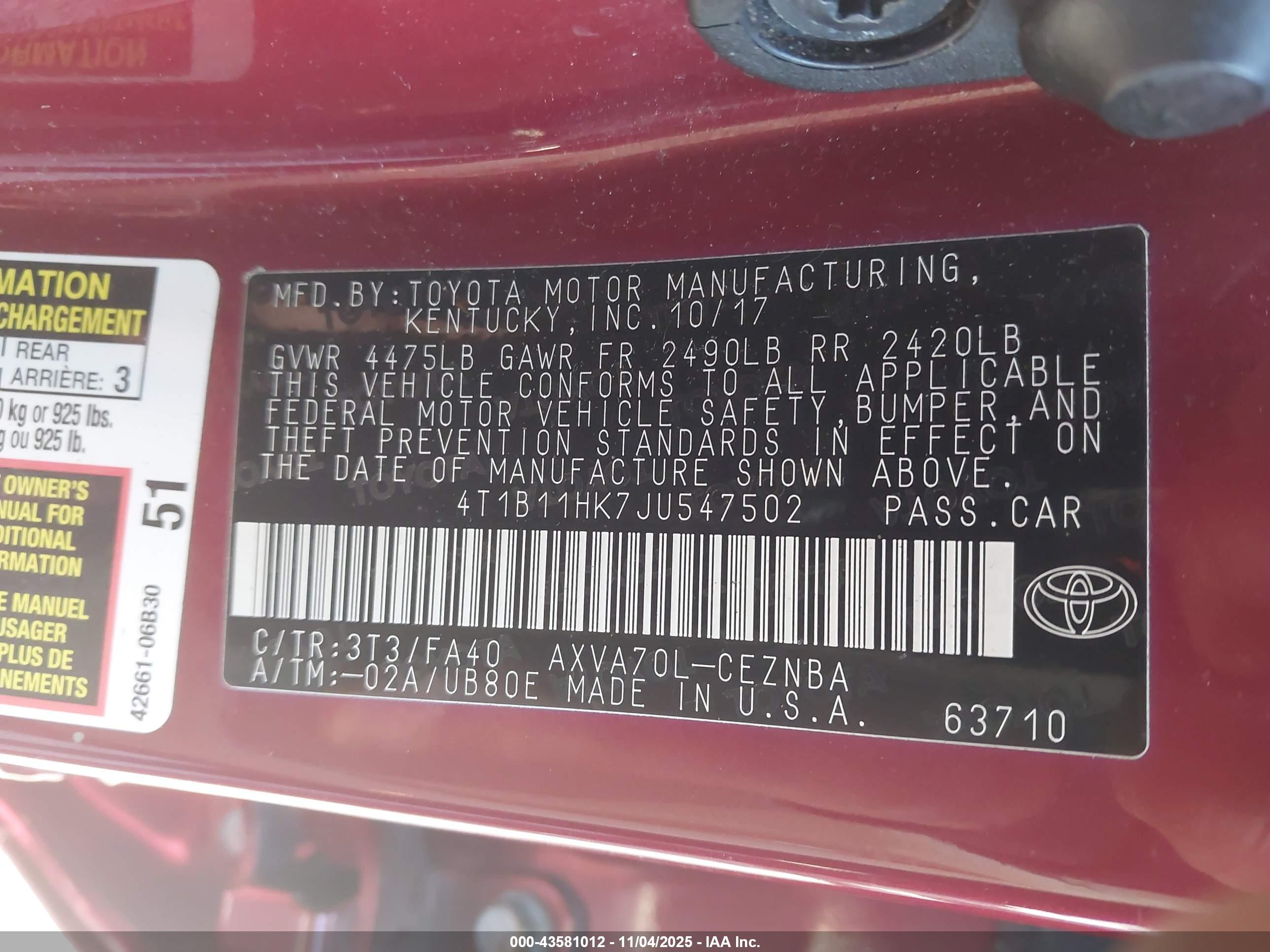 TOYOTA CAMRY image 9