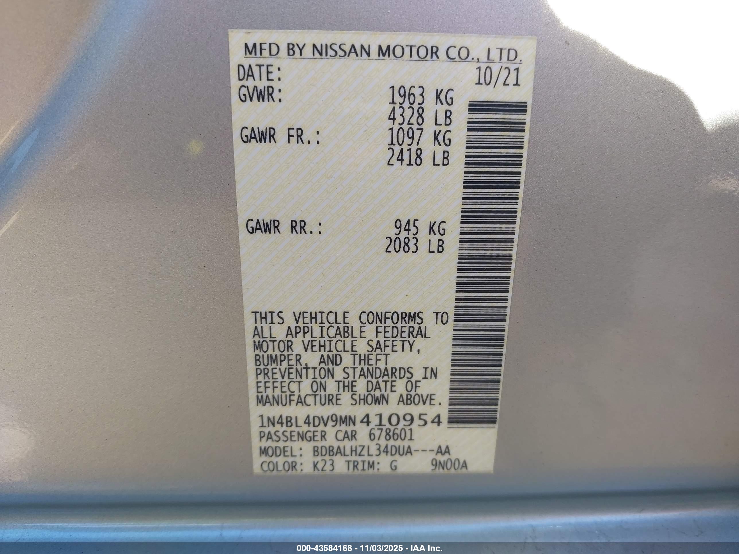 NISSAN ALTIMA image 9
