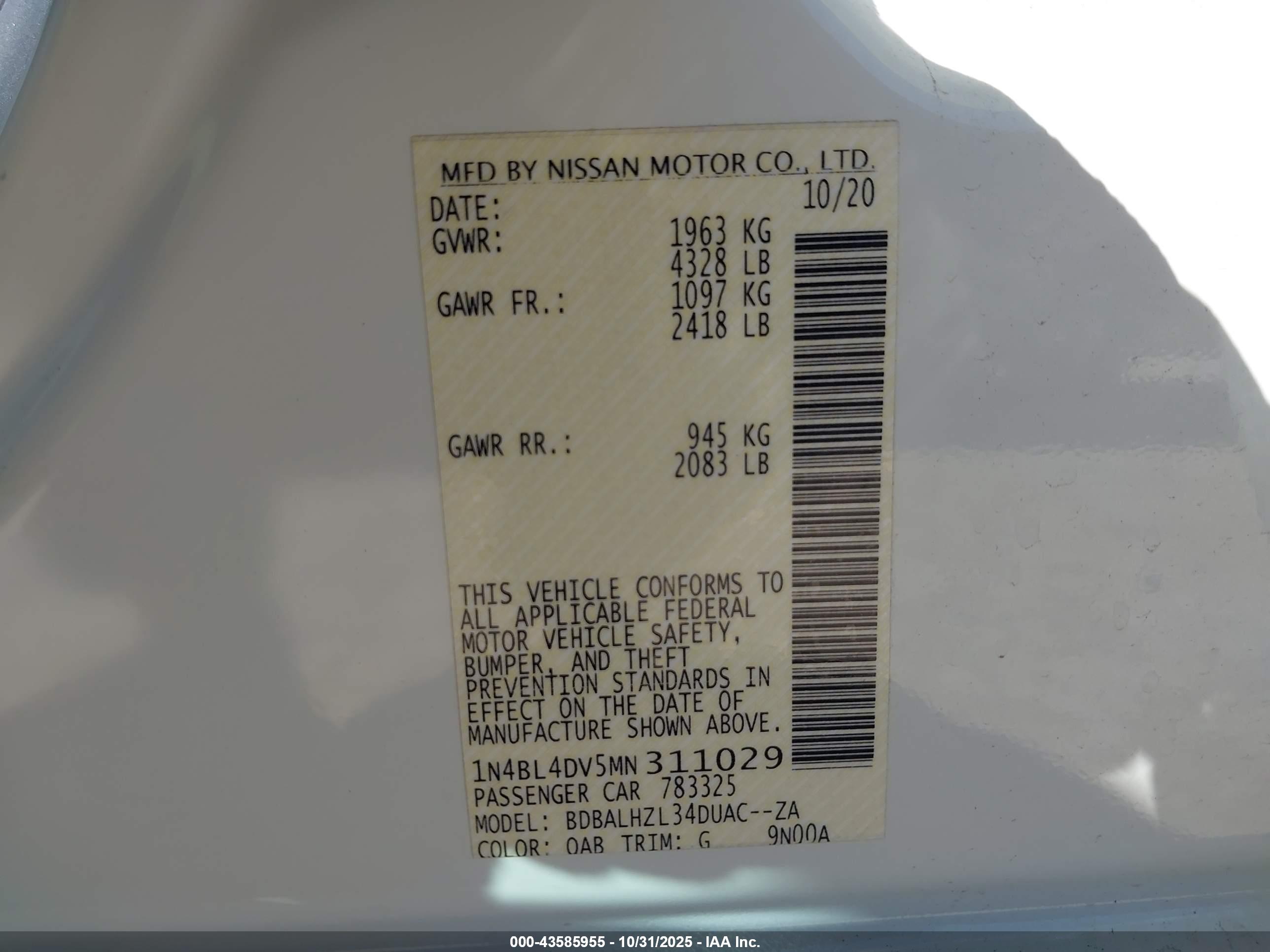NISSAN ALTIMA image 9