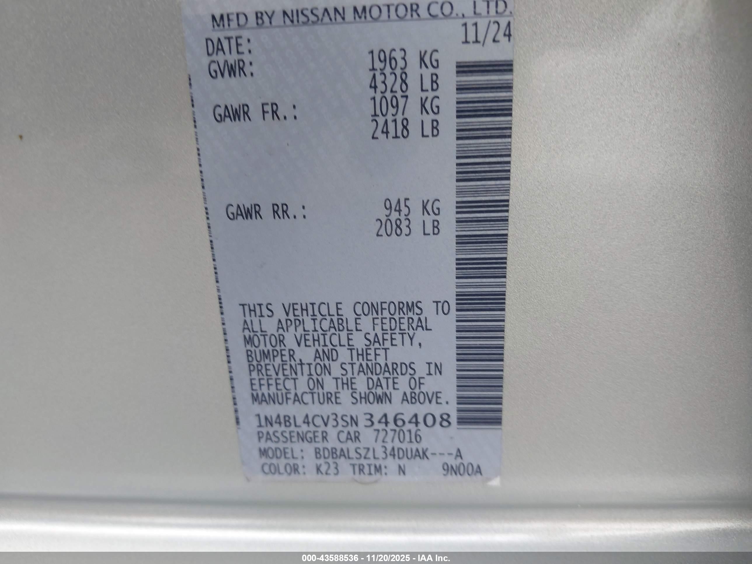 NISSAN ALTIMA image 9