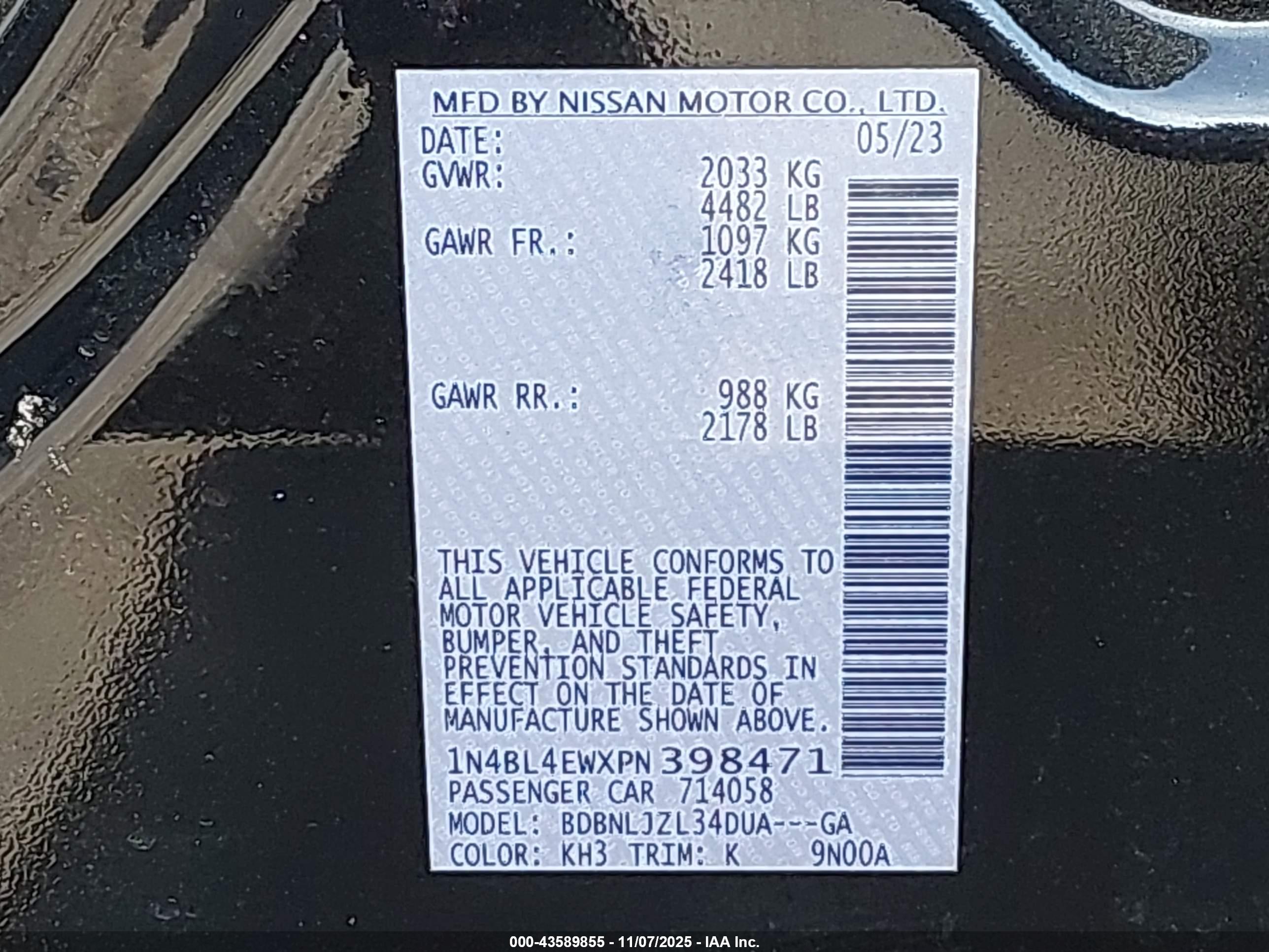 NISSAN ALTIMA image 9