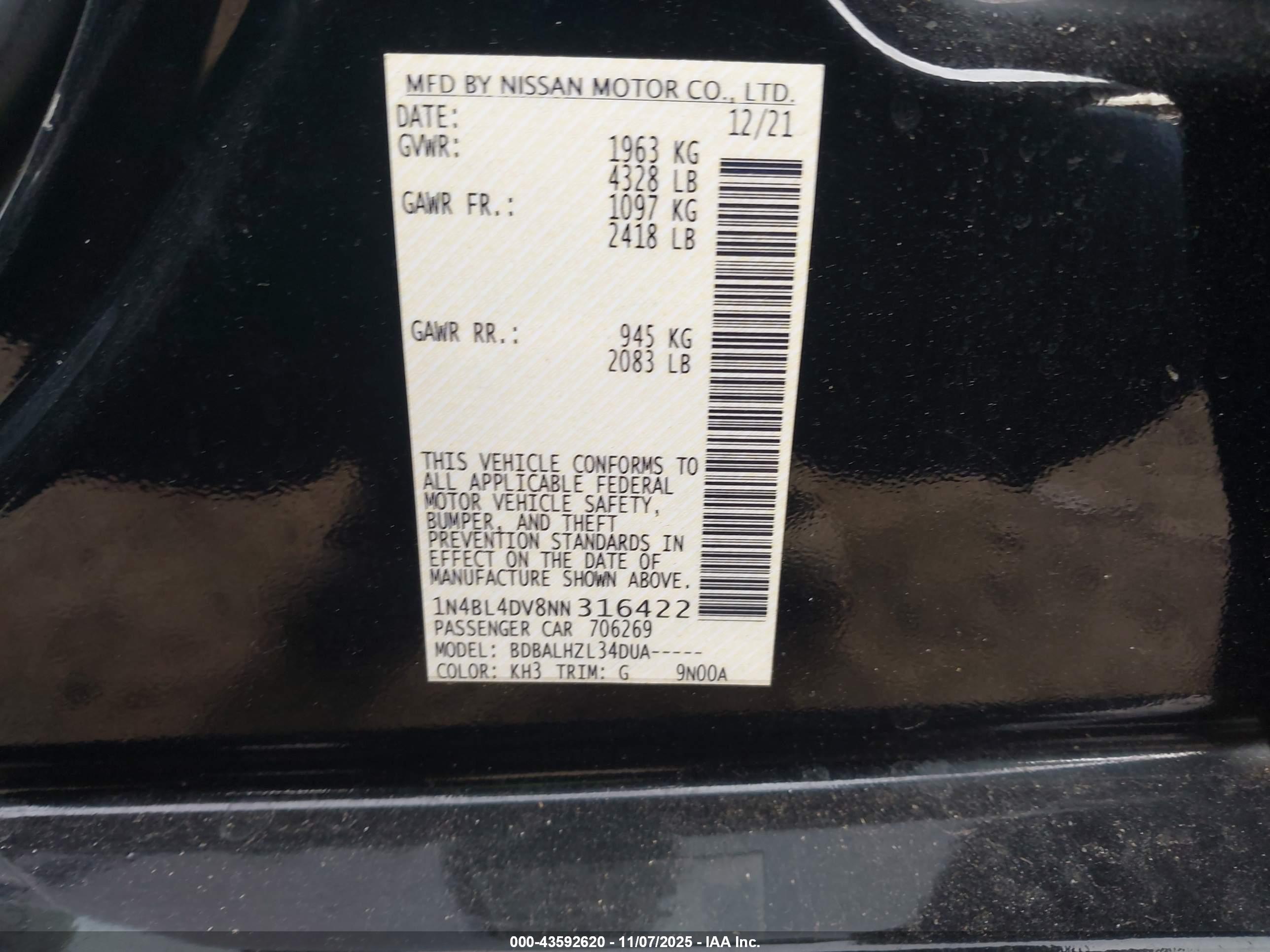 NISSAN ALTIMA image 9
